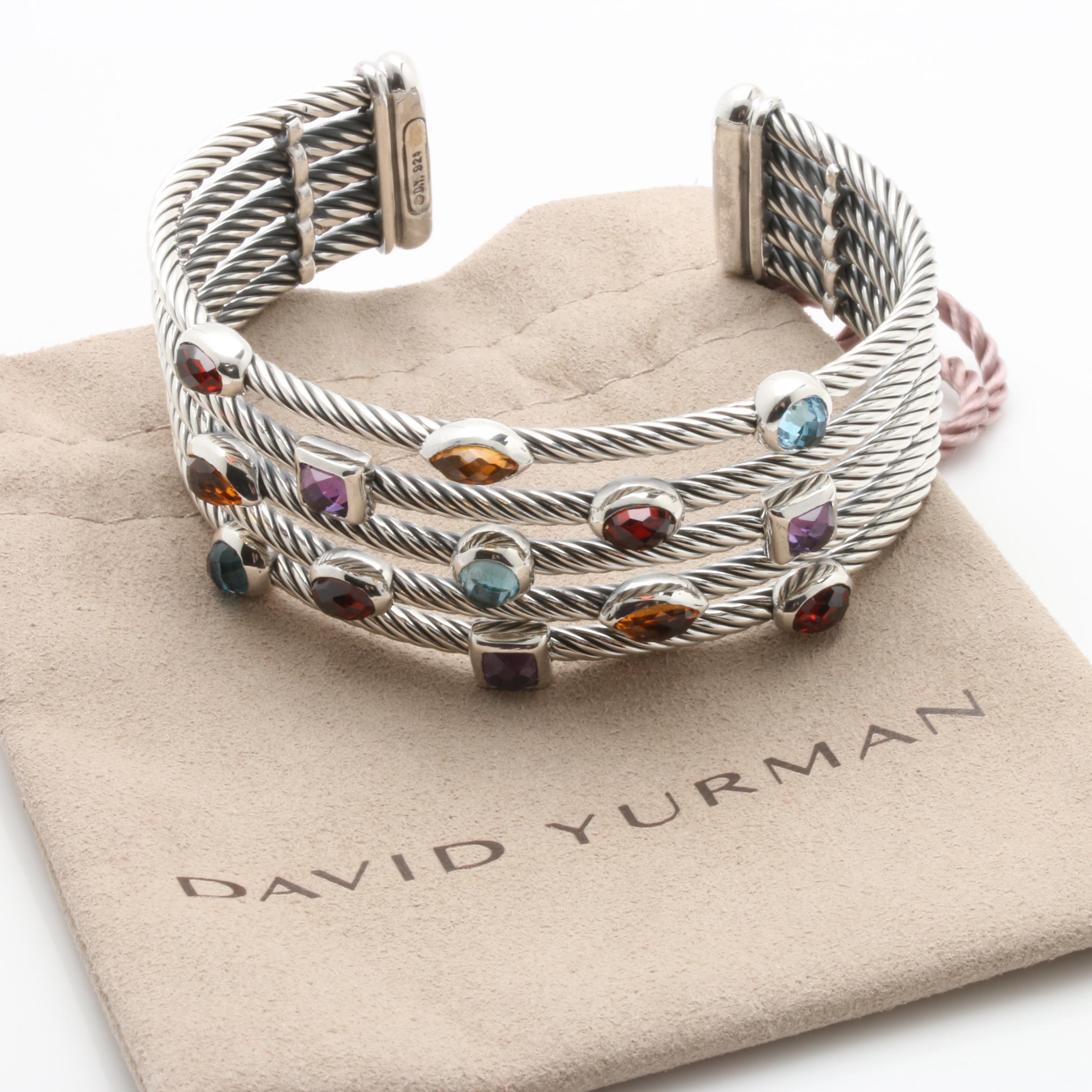 David Yurman "Confetti" Wide Cuff Gemstone Bracelet EBTH
