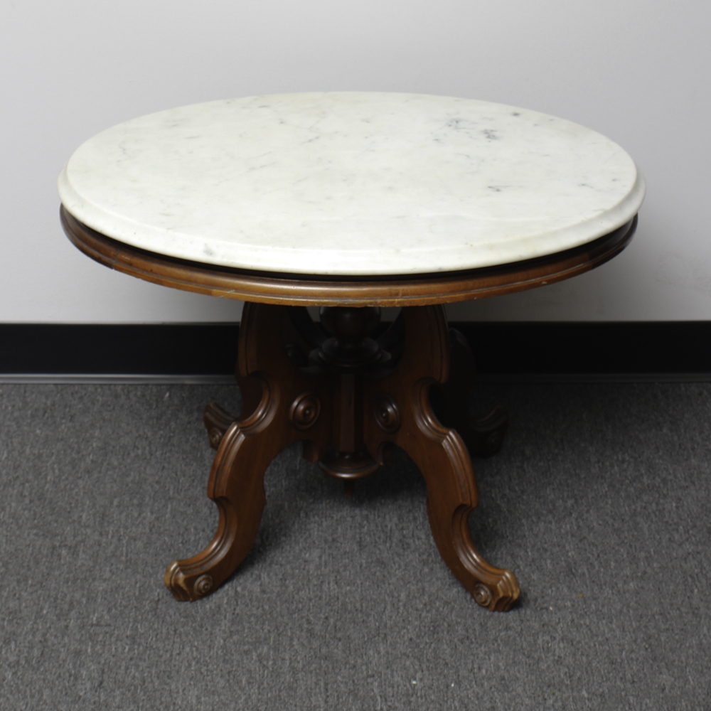 Victorian Style Marble Top Pedestal Table EBTH