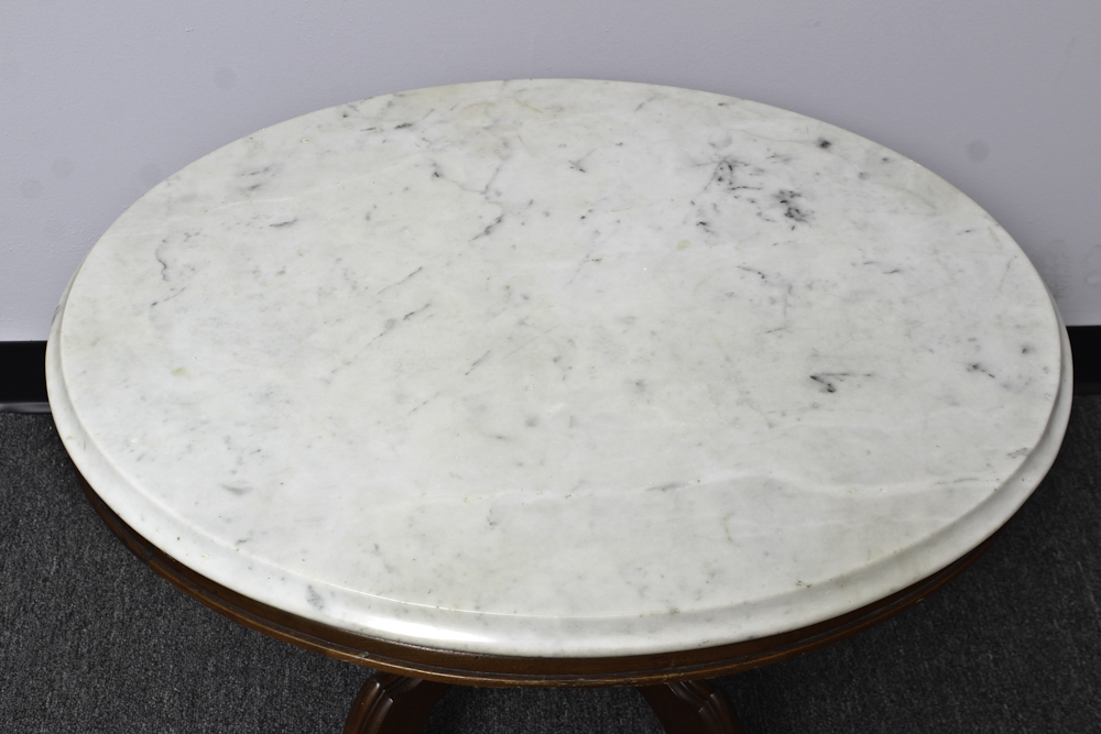 Victorian Style Marble Top Pedestal Table EBTH