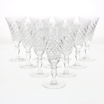 Set Of Twelve Hawkes Delft Diamond Water Goblets