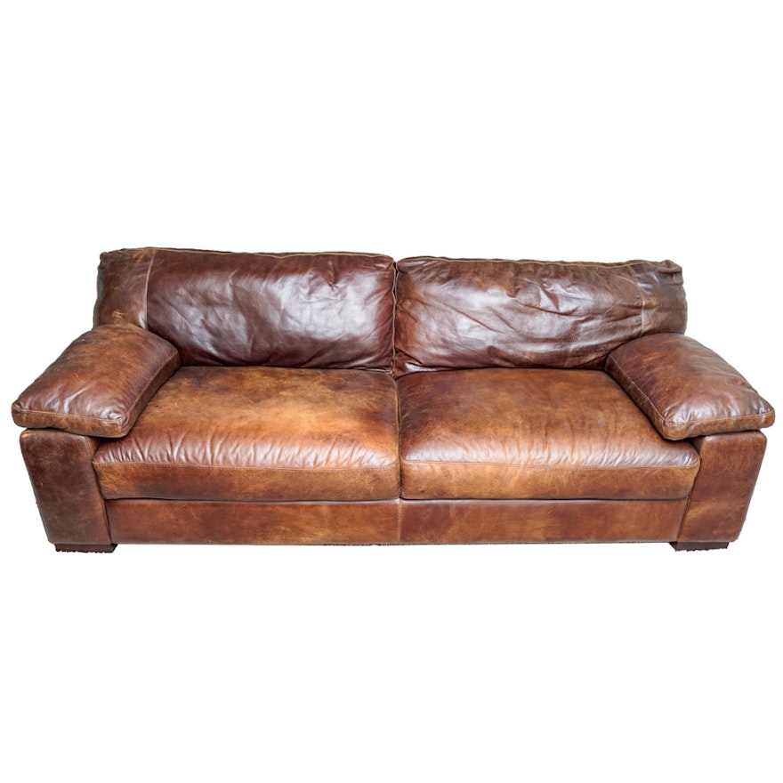 Italian Leather Sofa By Soft Line S P A Ebth