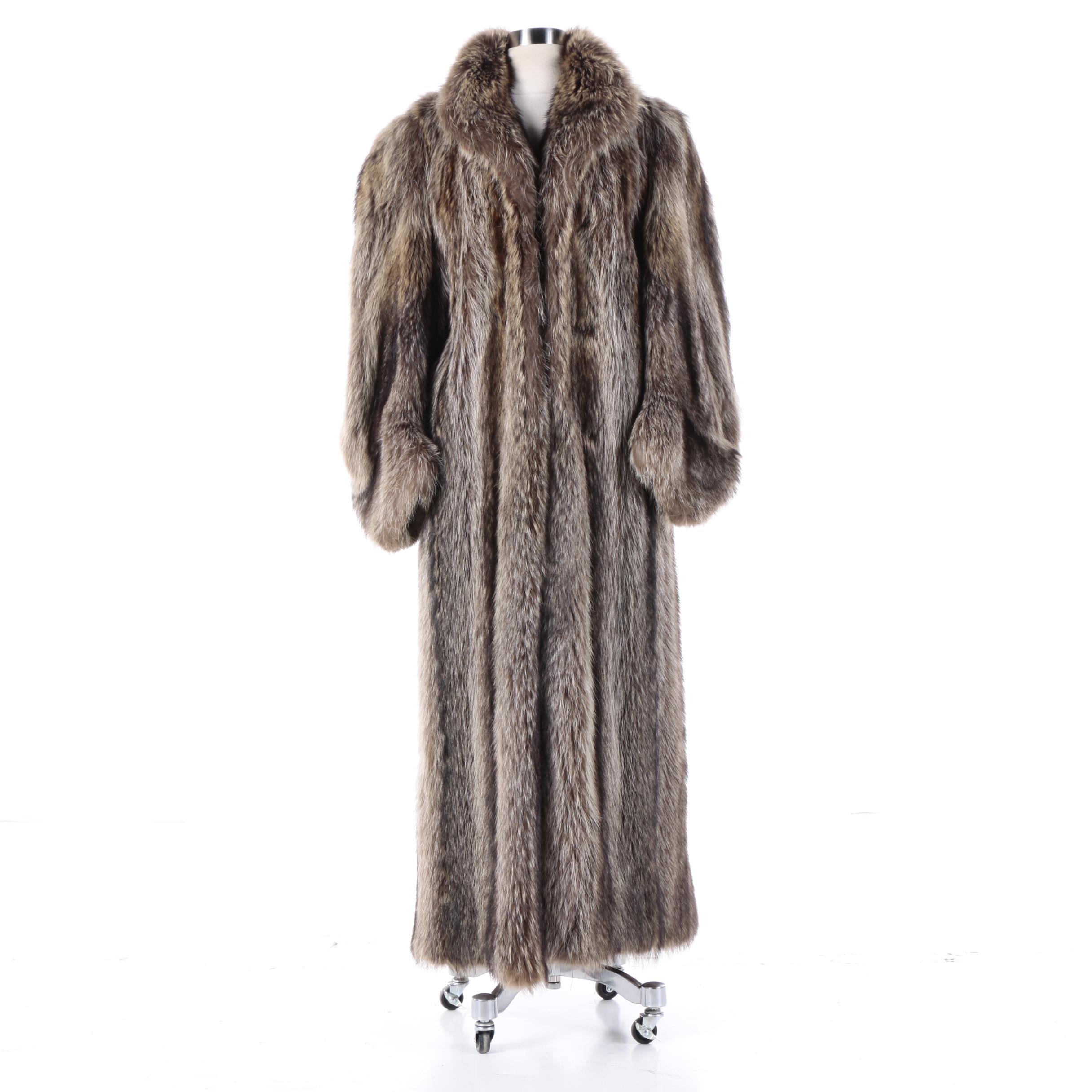 evans grey fur coat