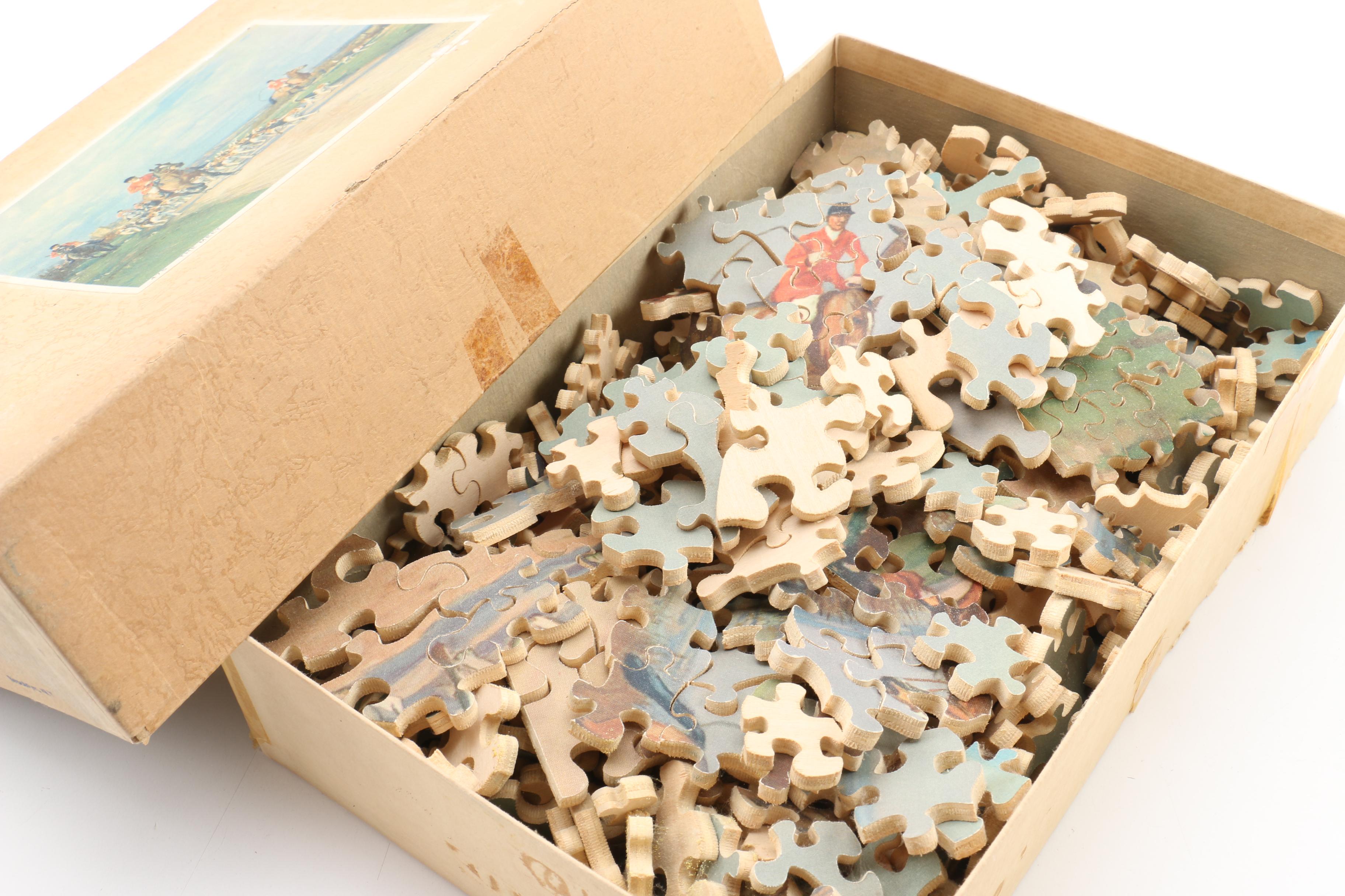 Vintage J. K. Straus Jigsaw Puzzles with Wood Pieces EBTH