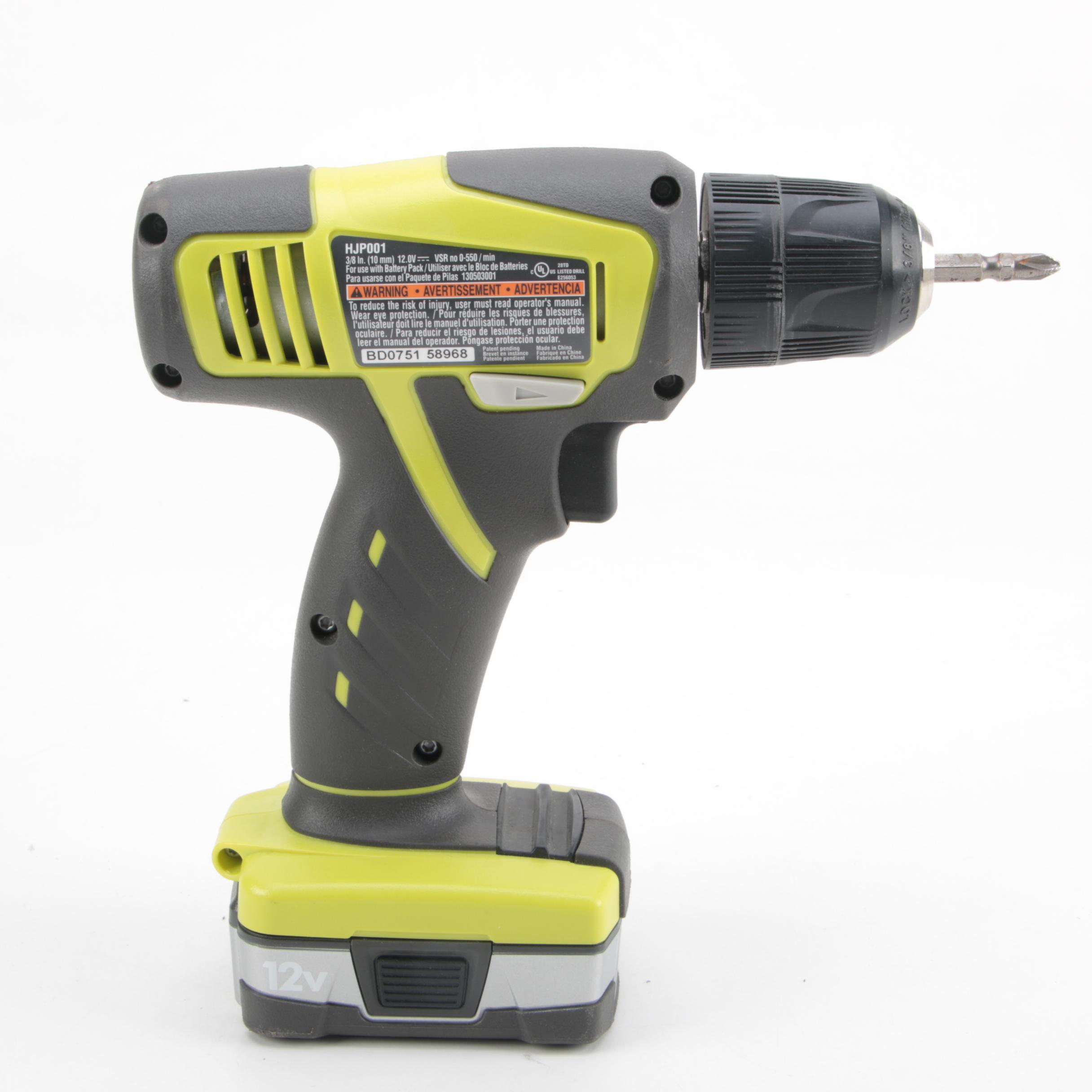 Ryobi Cordless Drill and Auto Hammer with Lithium Batteries and