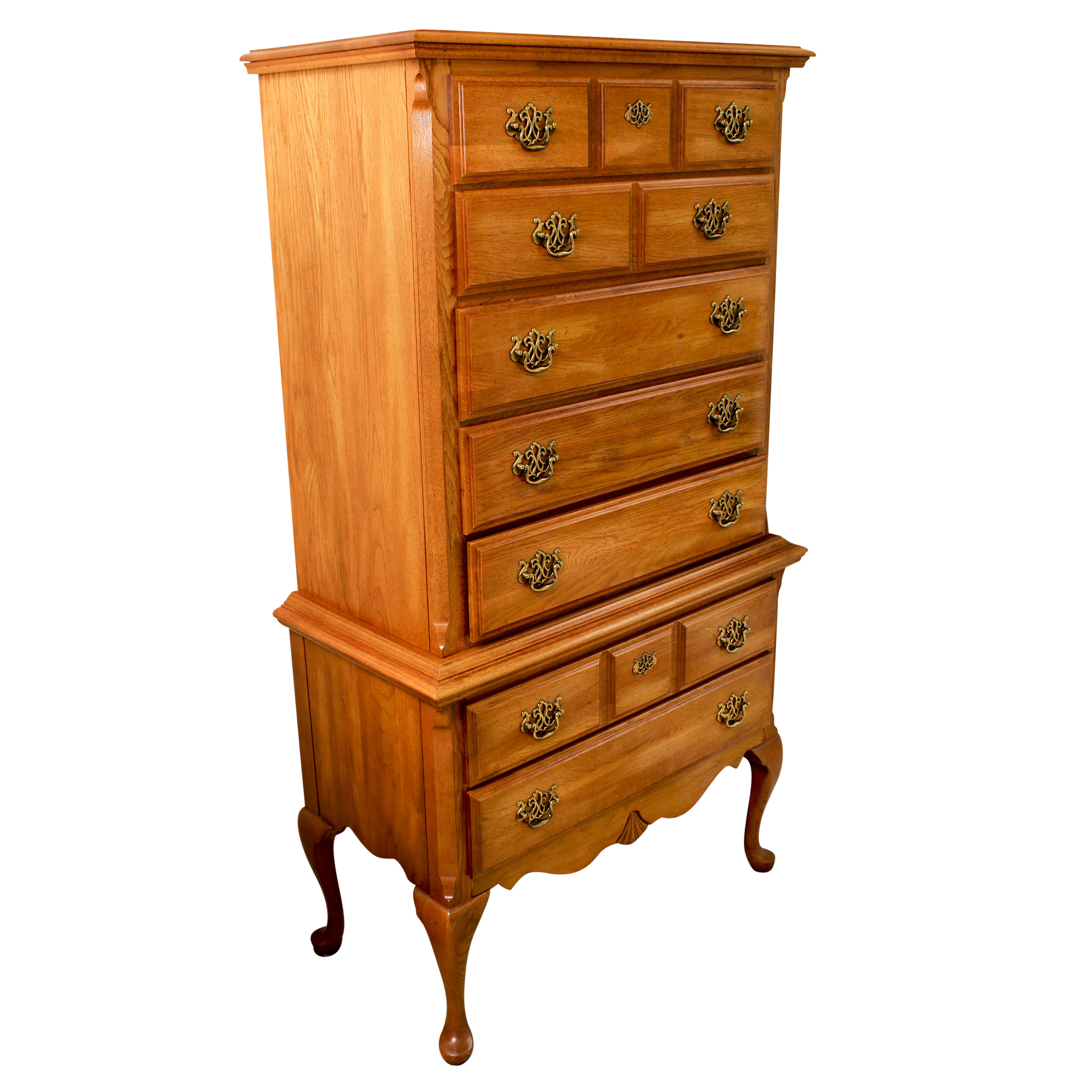 Kincaid Solid Oak Highboy Dresser Ebth