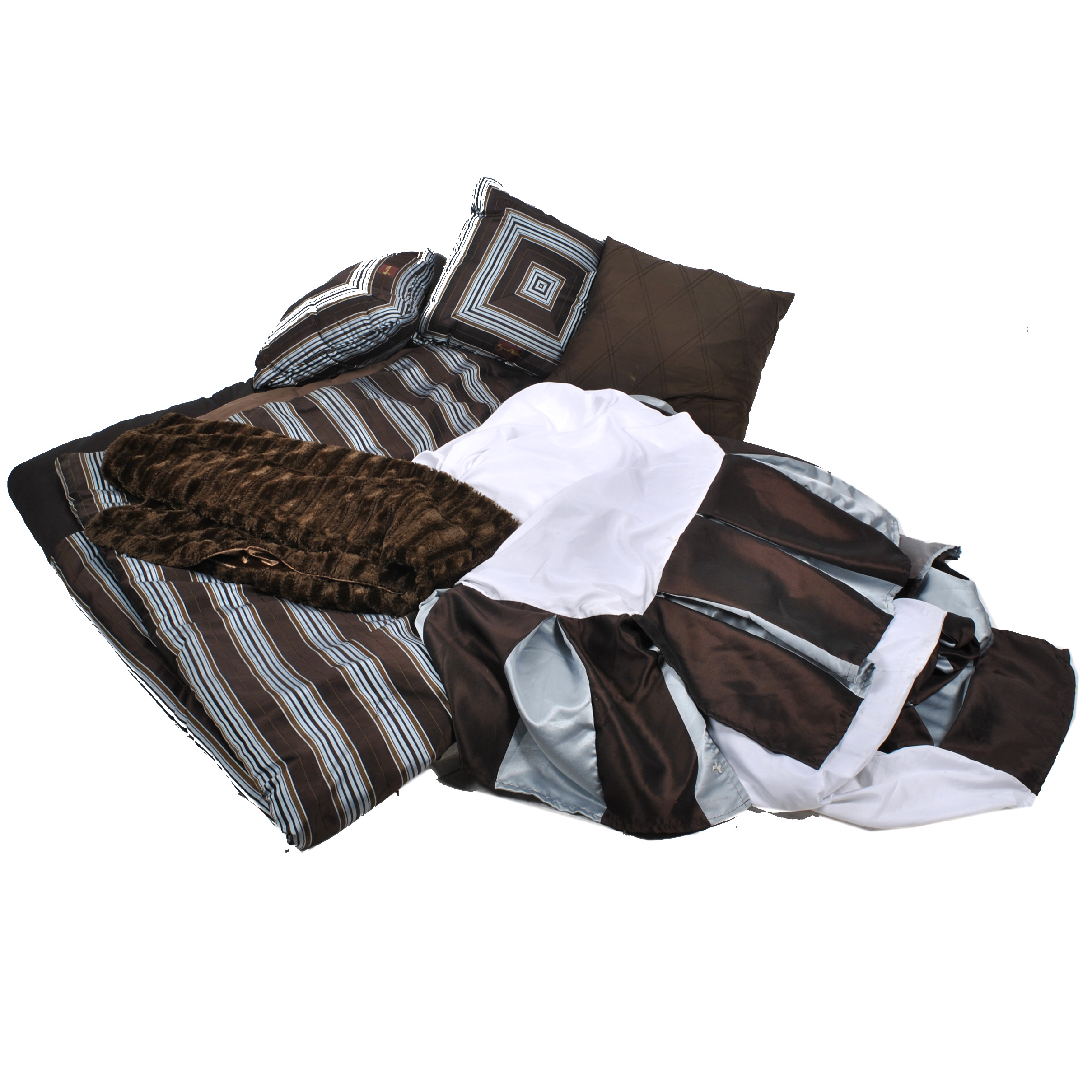 Queen Size Raymond Waites Bedding With Nicole Miller Throw Pillows