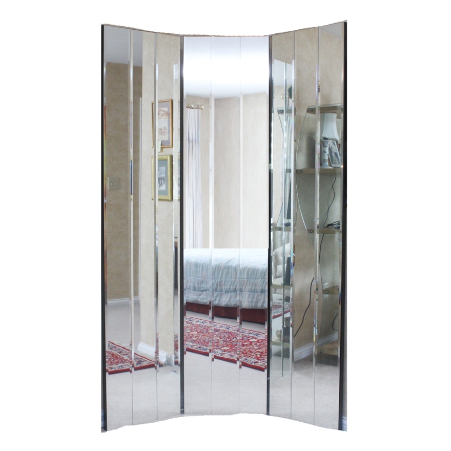 Substantial Hollywood Regency Style Tri Fold Floor Mirror Ebth Substantial Hollywood Regency Style Tri Fold Floor Mirror