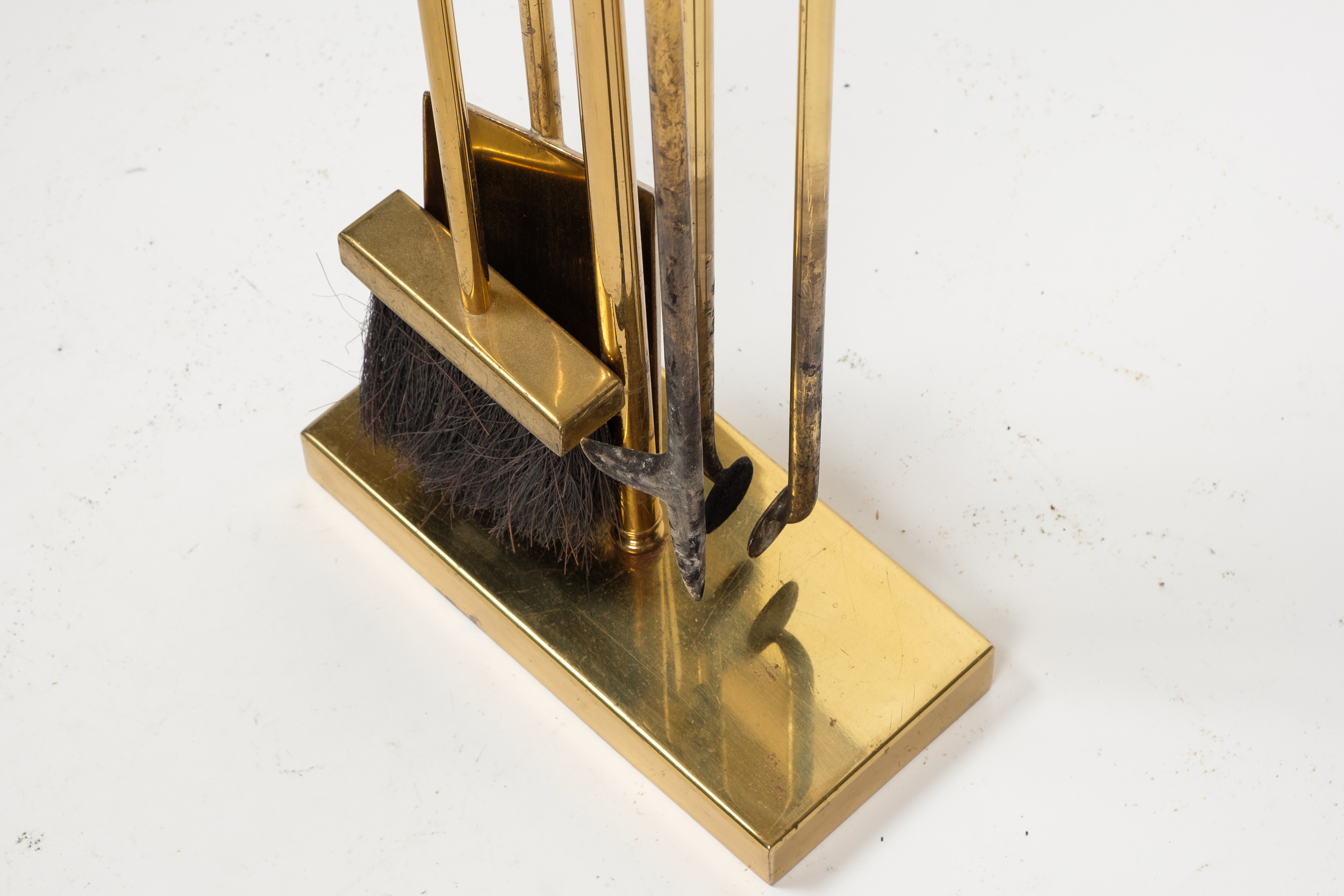 Mid Century Modern Brass Fireplace Tool Set EBTH