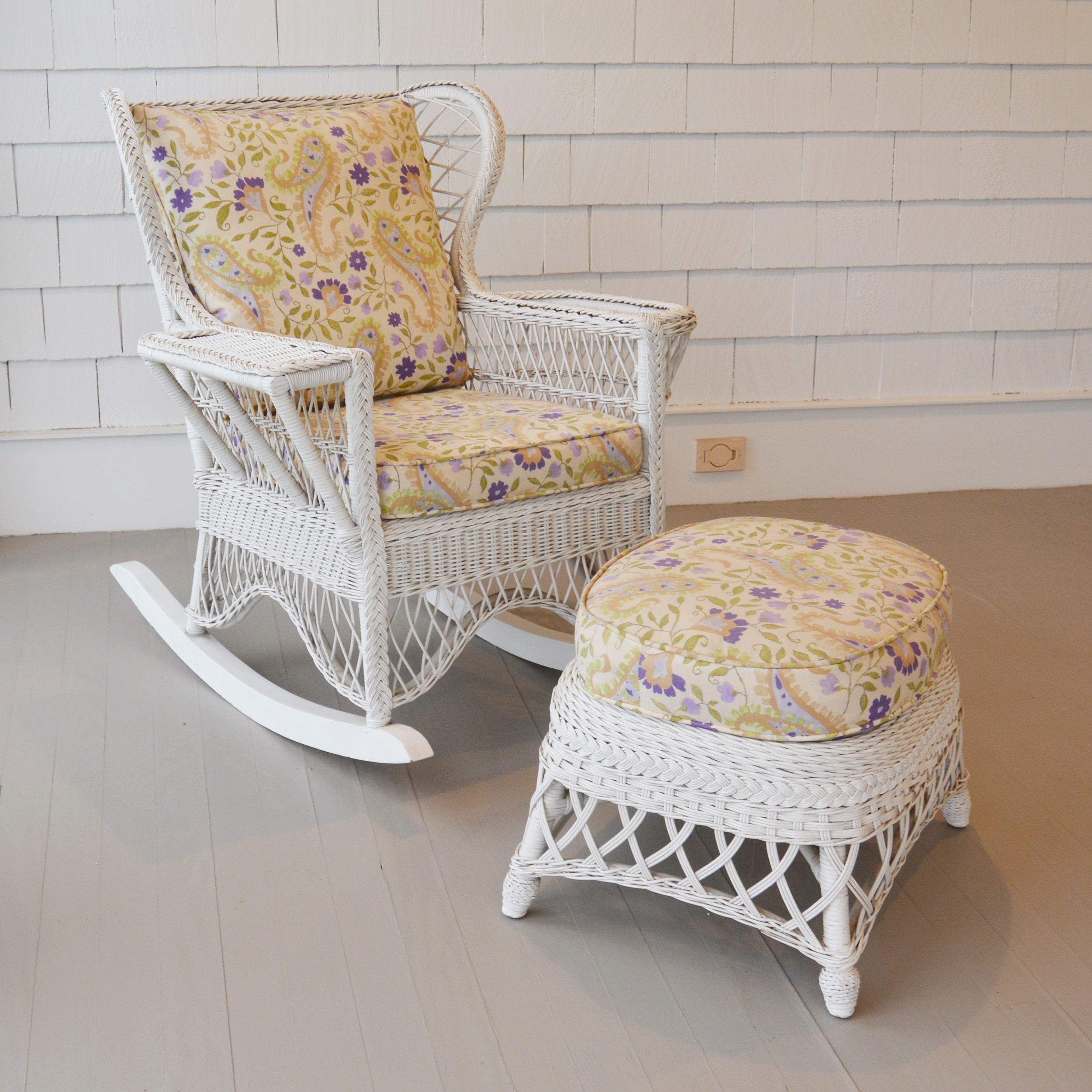 Henry Link Smithsonian Collection Wicker Rocking Chair and Ottoman EBTH