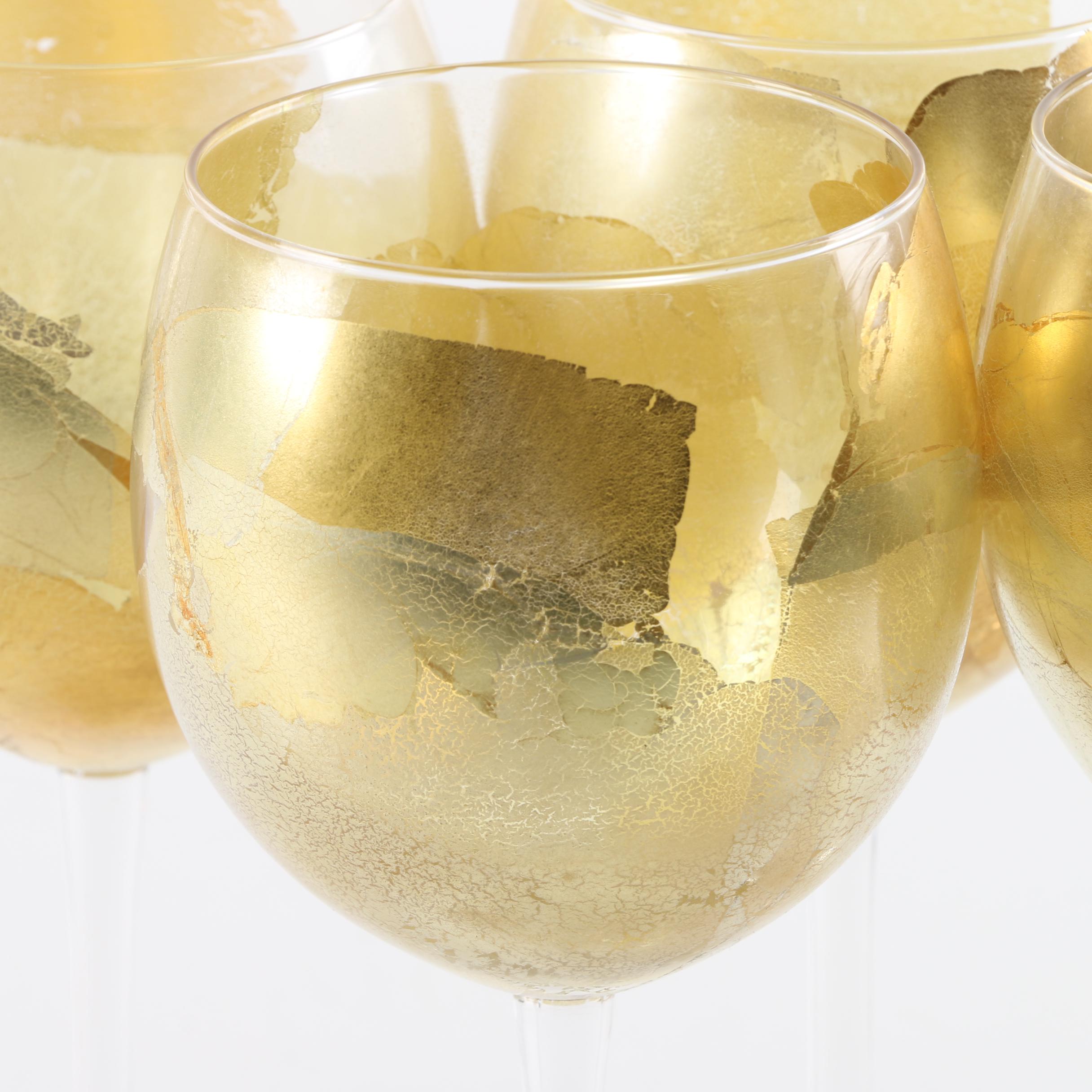Gold Leaf Glass Goblets EBTH