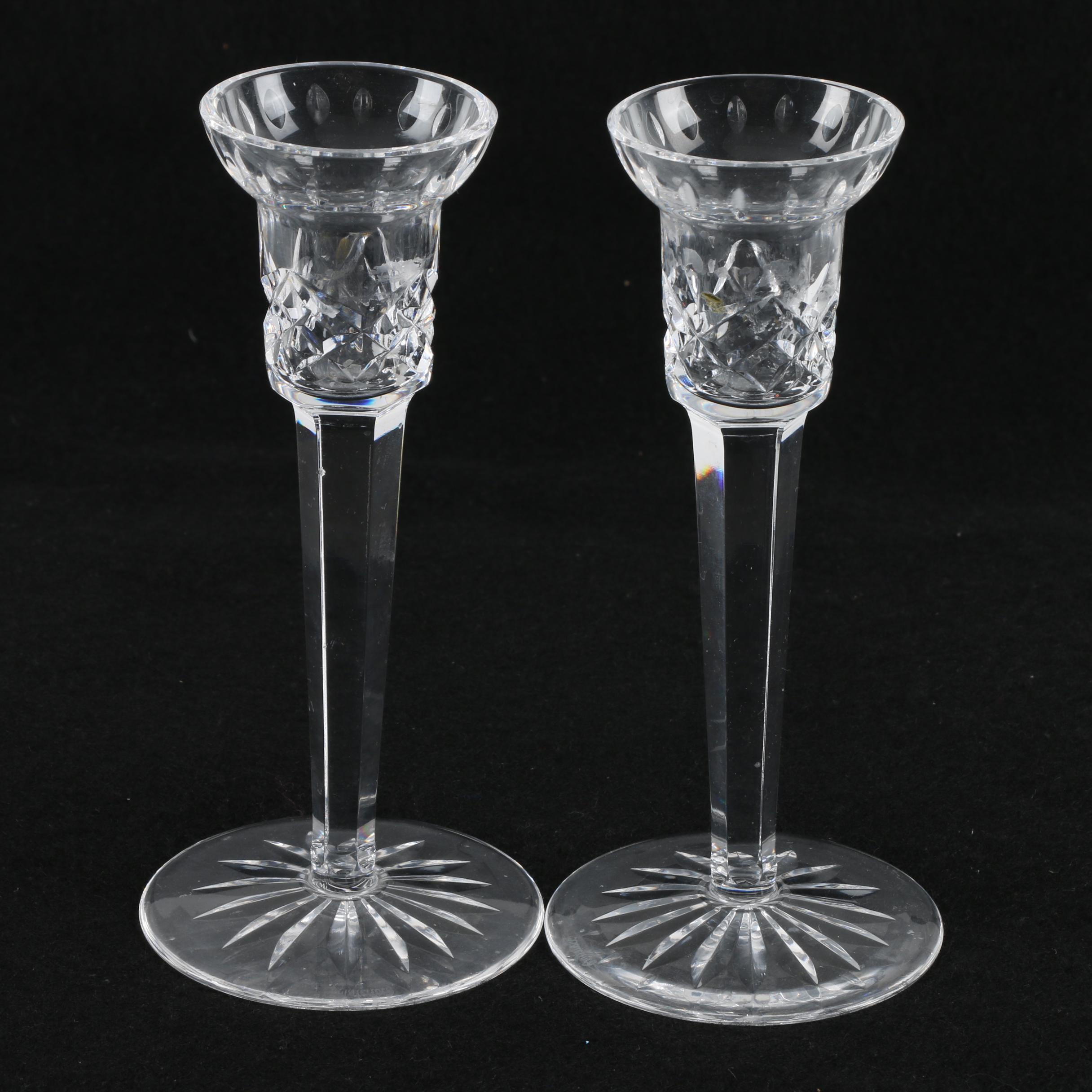Galway Crystal Brandy Snifter, Waterford Crystal Candlesticks, and