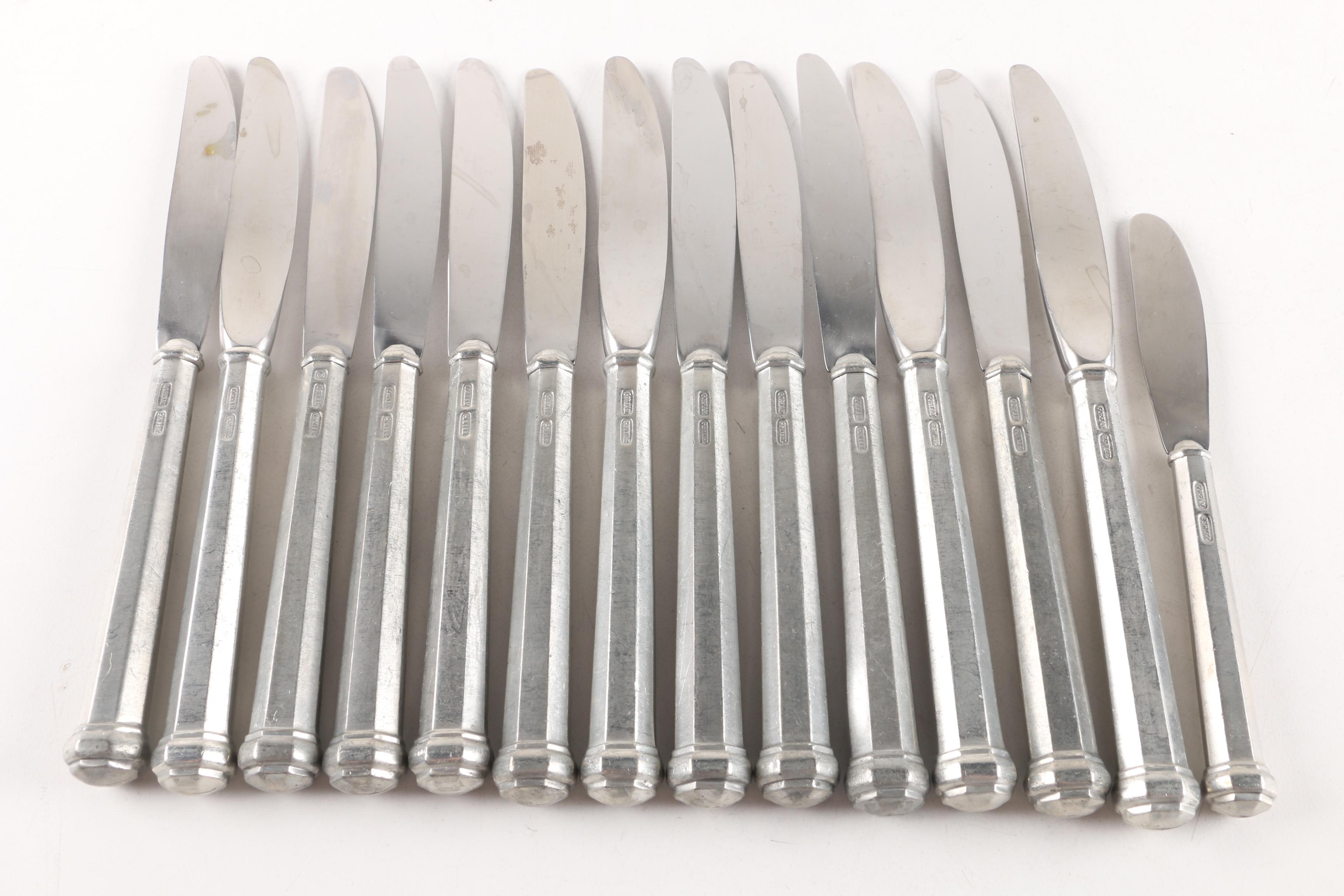 Gorham "Octette" Pewter Flatware Set with Carving Fork and Napkin Rings