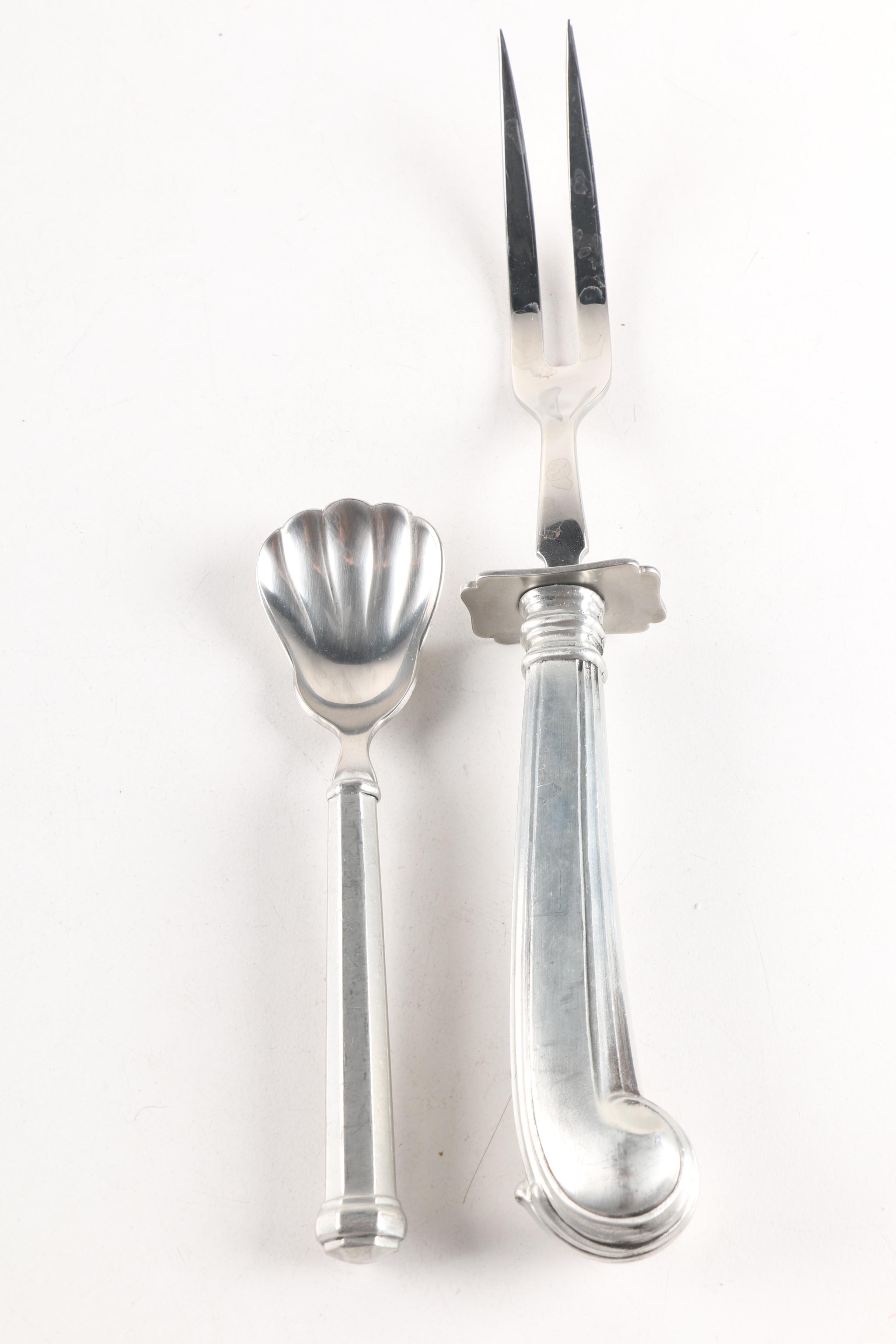 Gorham "Octette" Pewter Flatware Set with Carving Fork and Napkin Rings