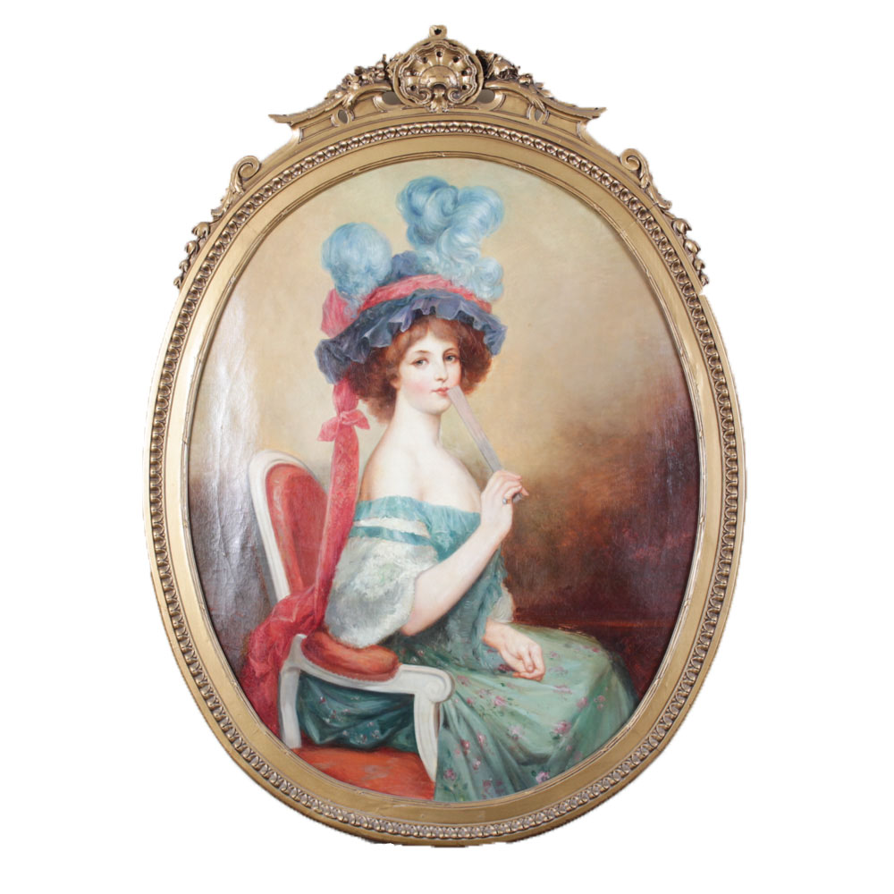Antique Circa Early 1800s Oil Portrait Painting on Canvas in the Style ...