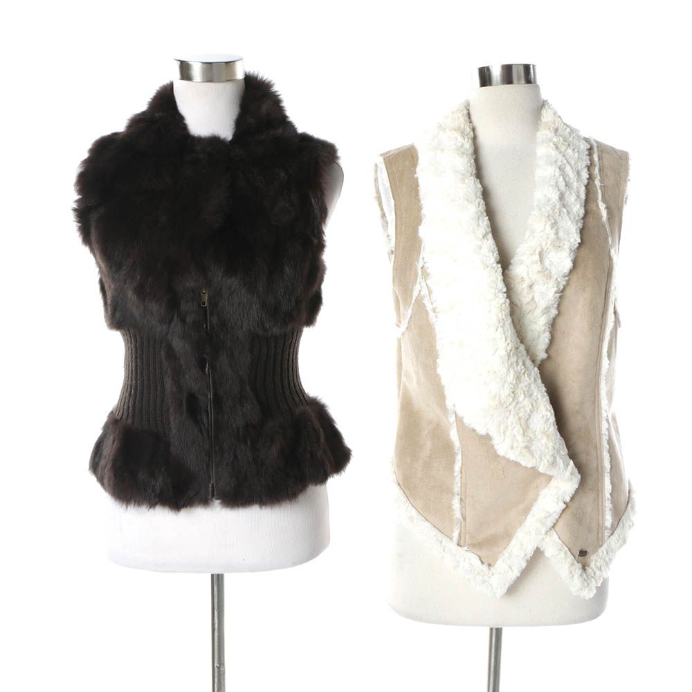 guess fur vest women's