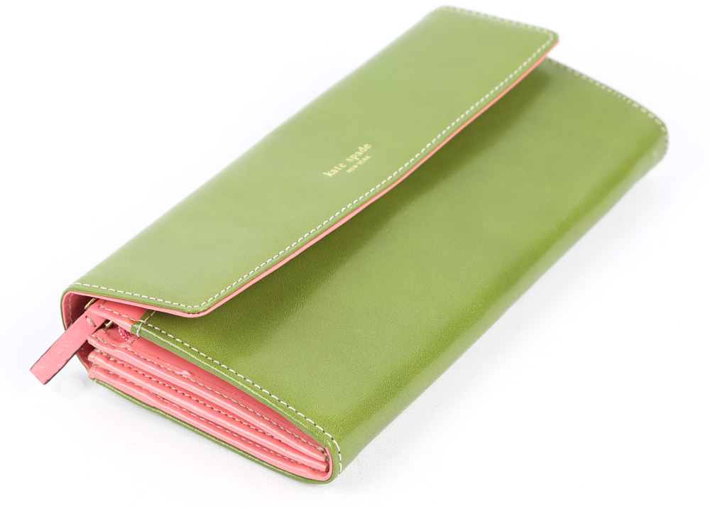 Kate Spade New York Avocado Green and Blush Pink Leather Wallet EBTH