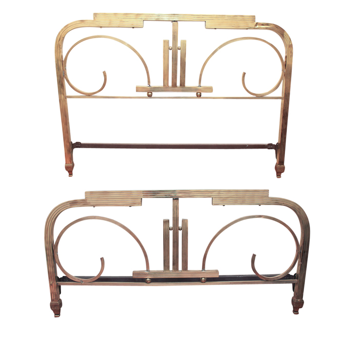 Vintage European Art Deco Solid Brass Full Size Headboard ...