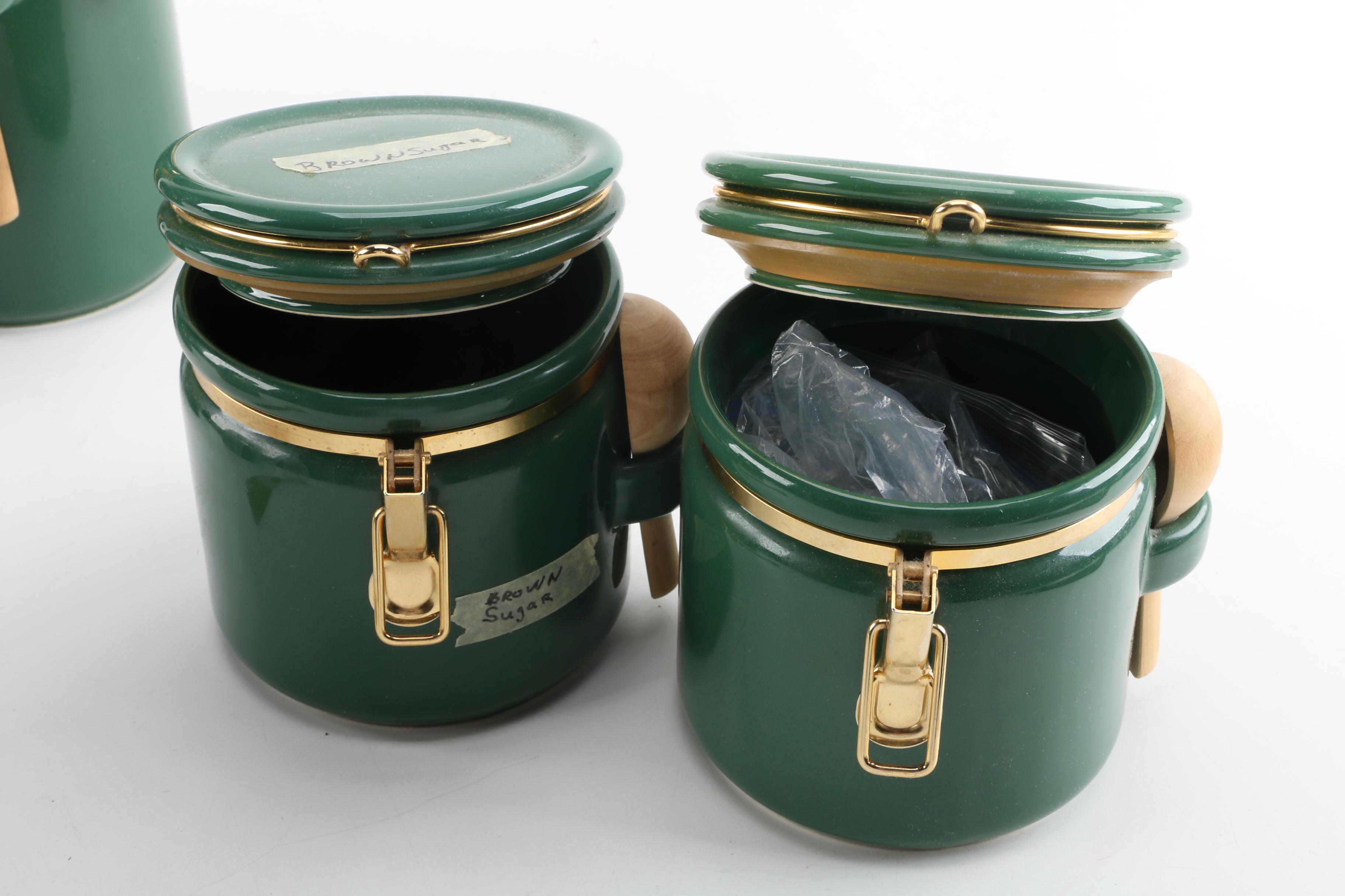 Green Ceramic Kitchen Canisters EBTH