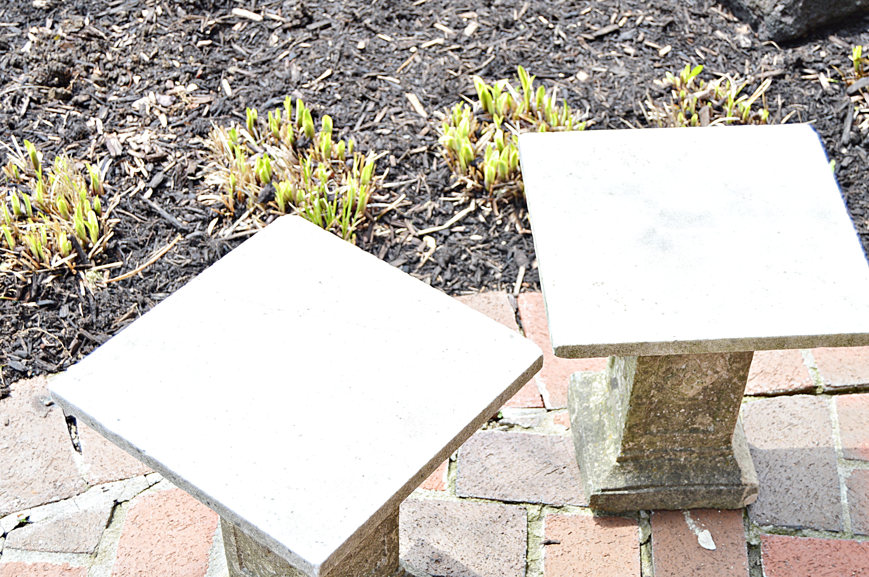 Pair of Concrete Garden Side Tables EBTH