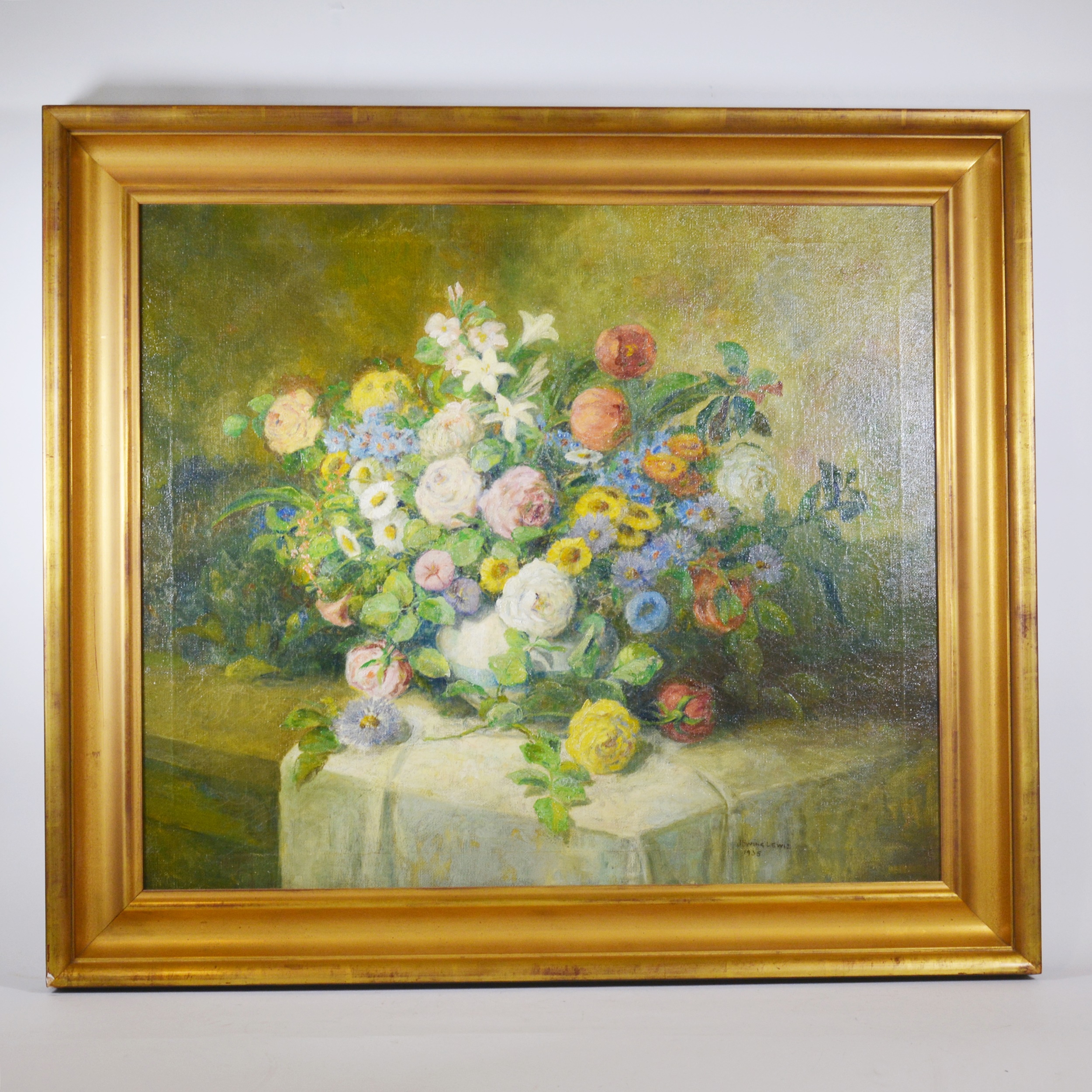 S. Lewis Original Oil Painting "Still Life on Table" EBTH
