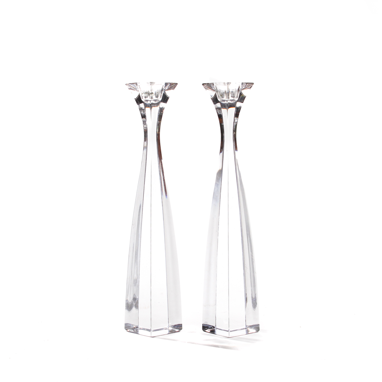 Pair of Nambé Crystal Candlestick Holders EBTH