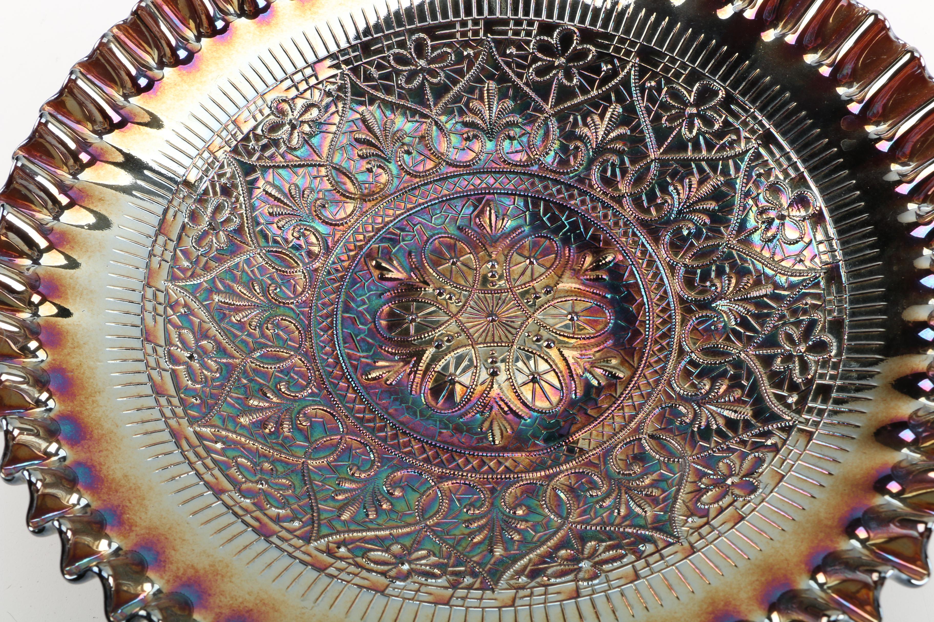 Fenton Amethyst "Hearts and Flowers" Carnival Glass Bowl EBTH