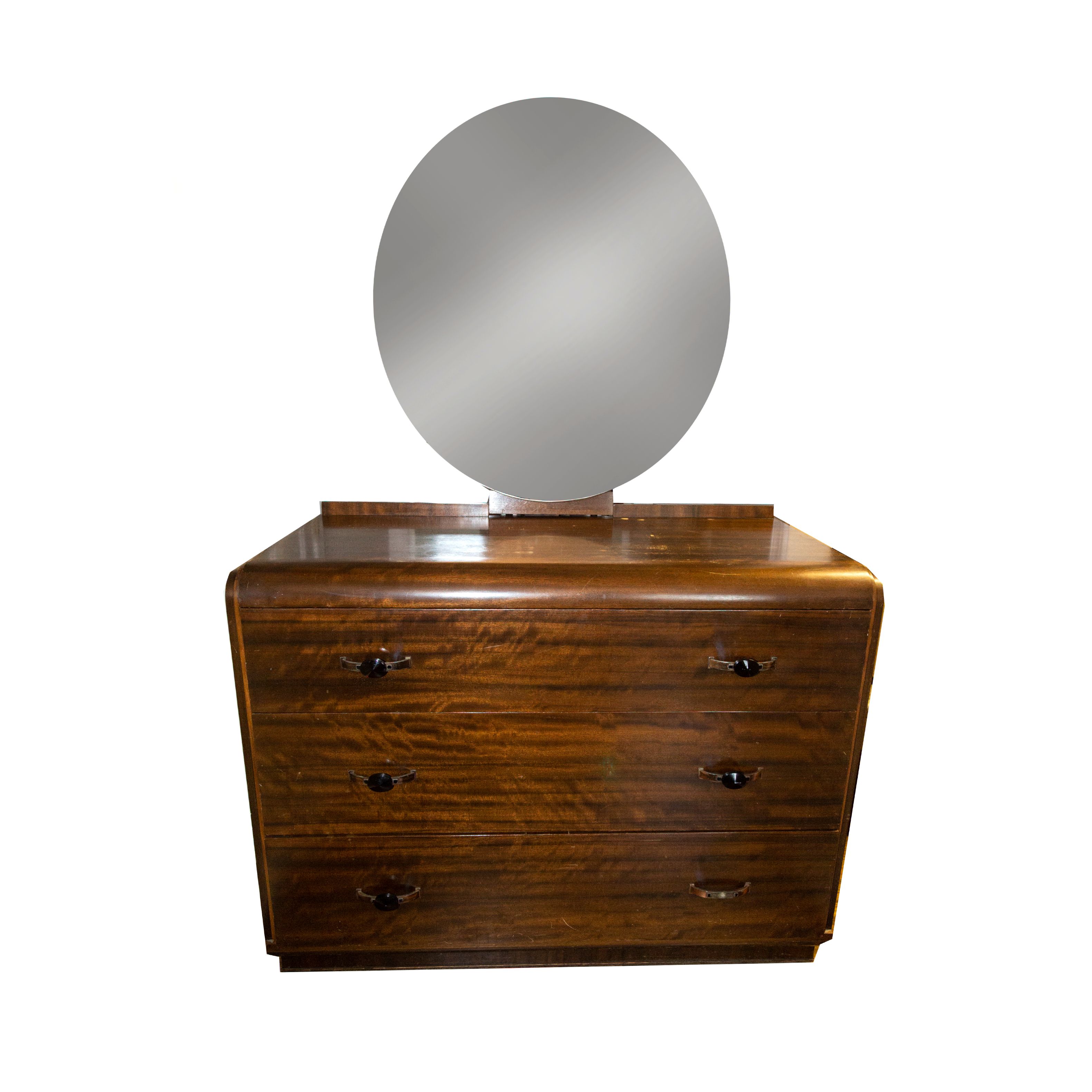 Vintage Art Deco Waterfall Dresser With Mirror By Williamsport