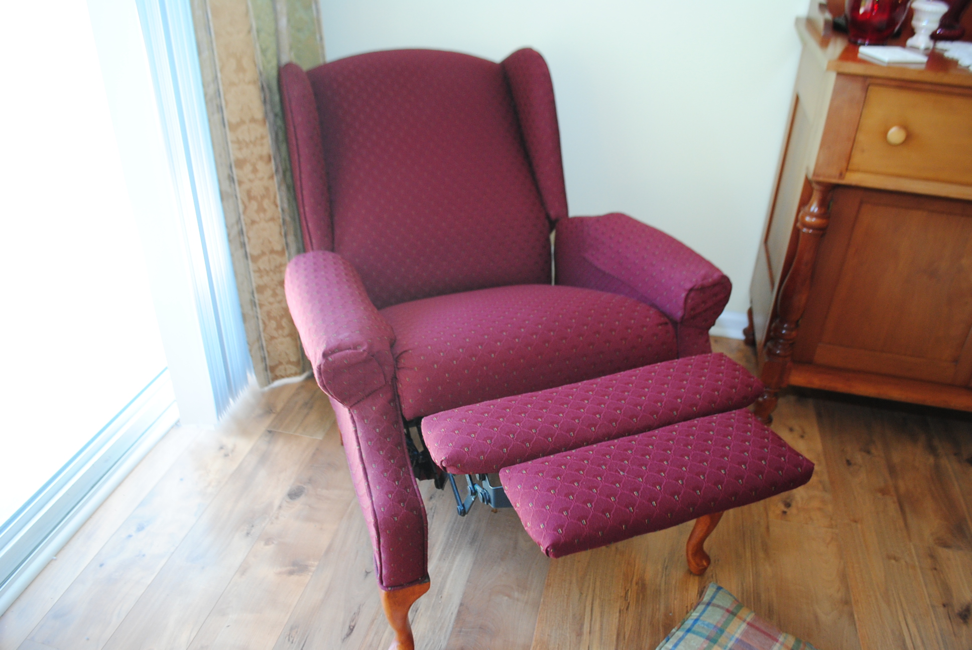 Queen Anne Style Upholstered Wingback Recliners by Action Industries EBTH