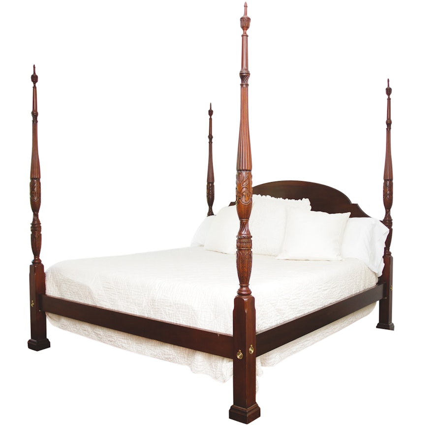 Henkel Harris Rice Carved King Size Mahogany Four Poster Bed Ebth King Size Rice Carved Poster Bed