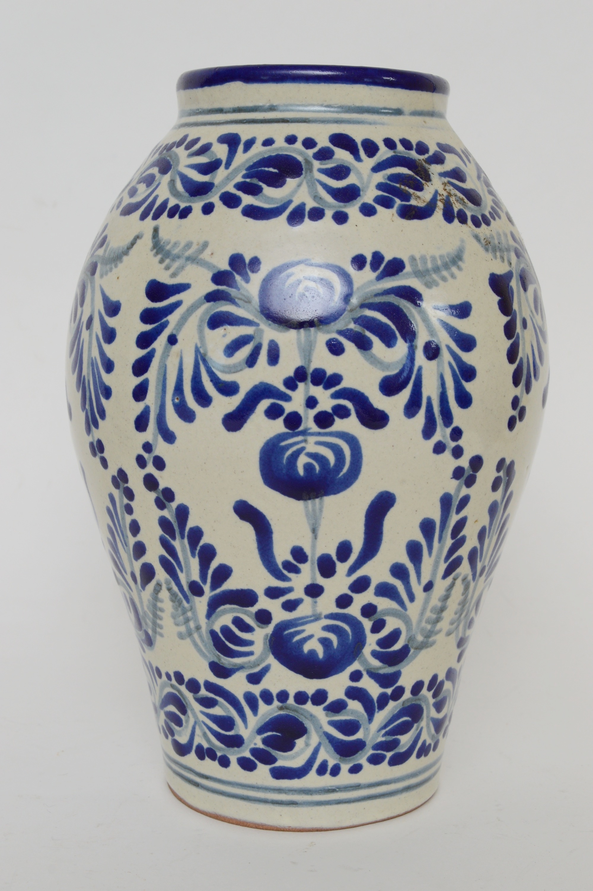 Pair of Blue and White Talavera Mexican Pottery Vases EBTH