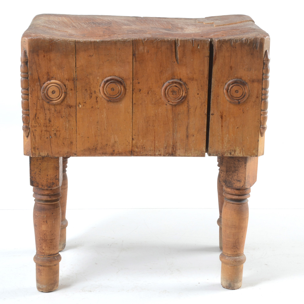 Antique Maple Butcher's Block Table EBTH