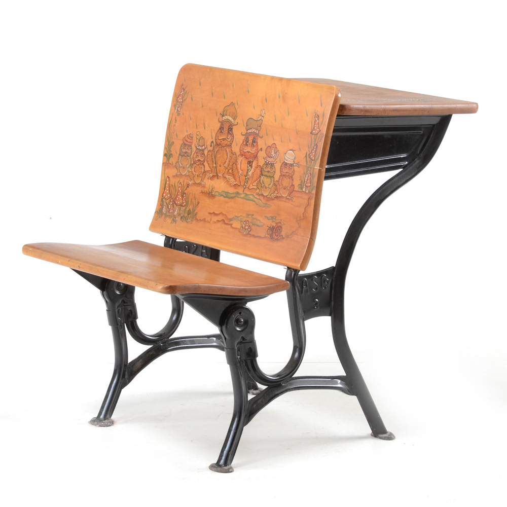 Hand Painted Antique School Desk Ebth