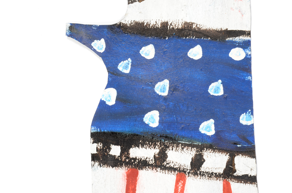 R.A. Miller 1992 Folk Art Acrylic Painting on Cut Tin "Oskar Blow" EBTH