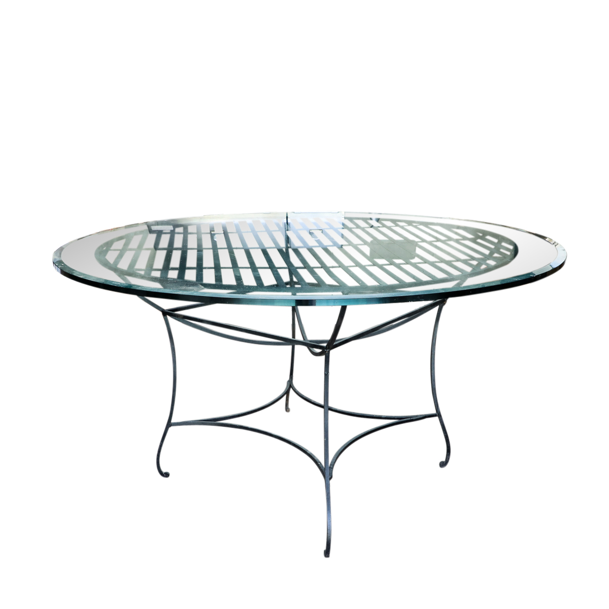 Round Glass Top Metal Patio Table EBTH