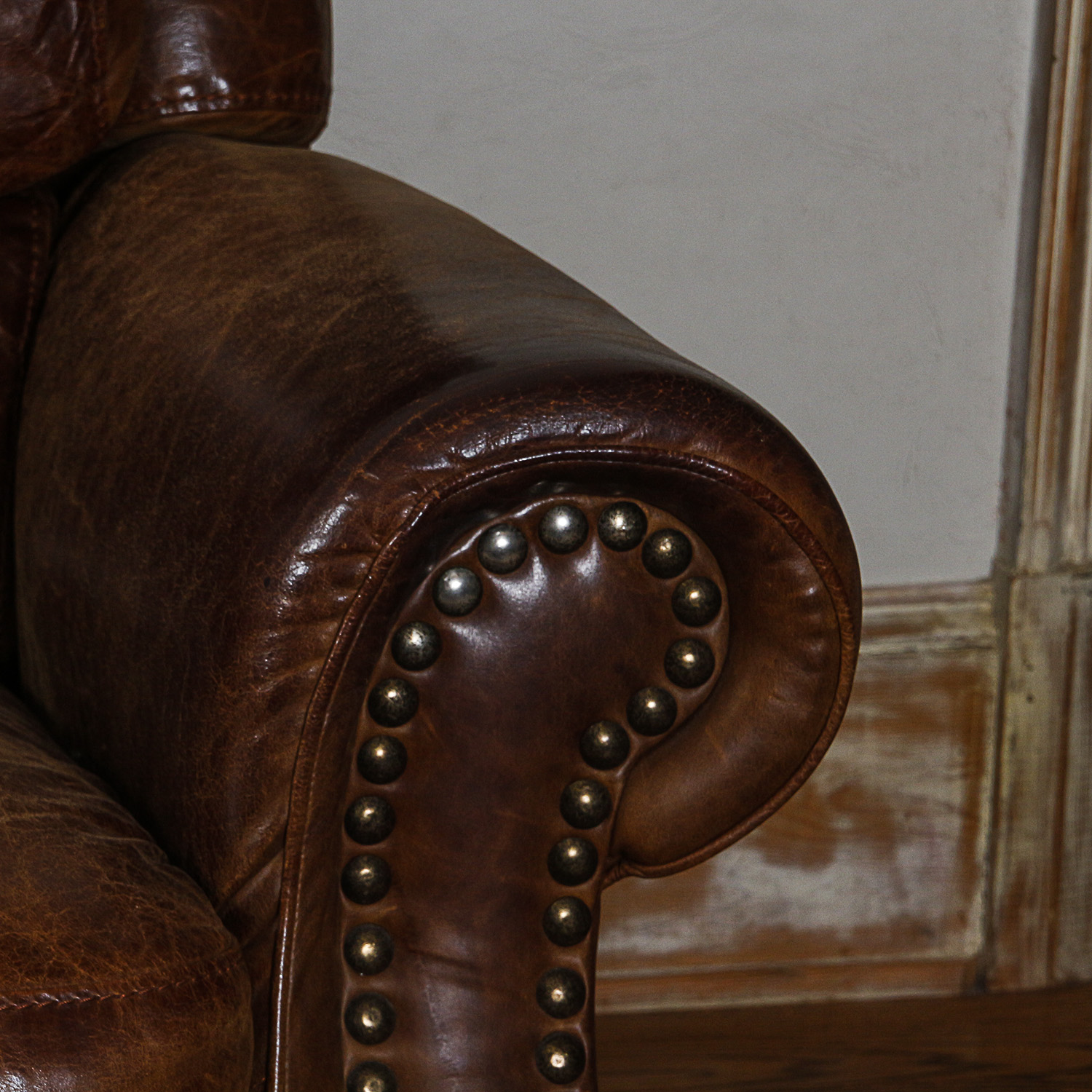 Vintage Leather Armchair with Nailhead Trim EBTH