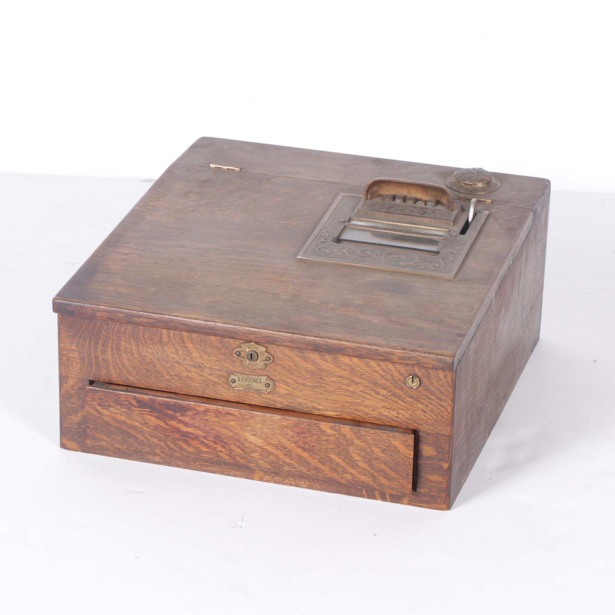 Vintage Wooden Cash Box With Register Ebth