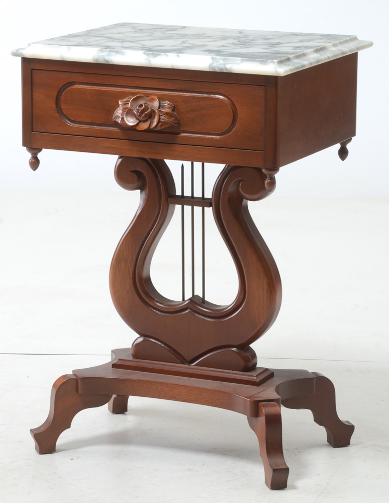 Pair of Victorian Style LyreBase End Tables EBTH