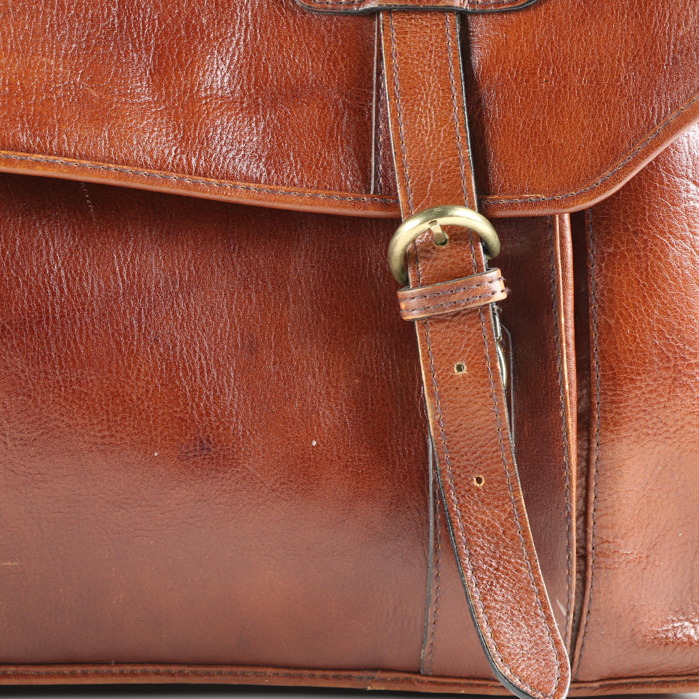 Orvis and Hidesign Brown Leather Briefcases EBTH