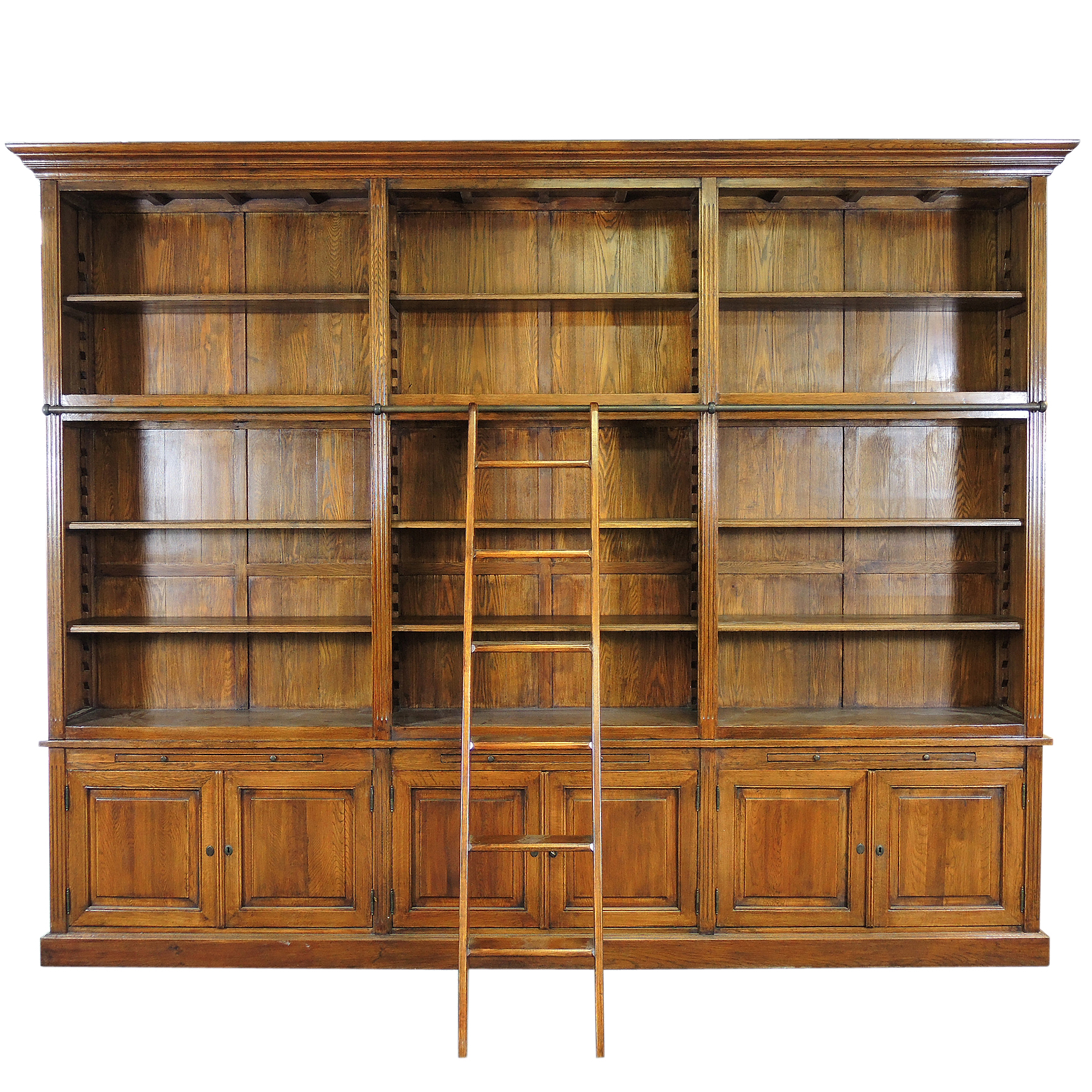 10' Long Library Wall Bookcase with Ladder EBTH