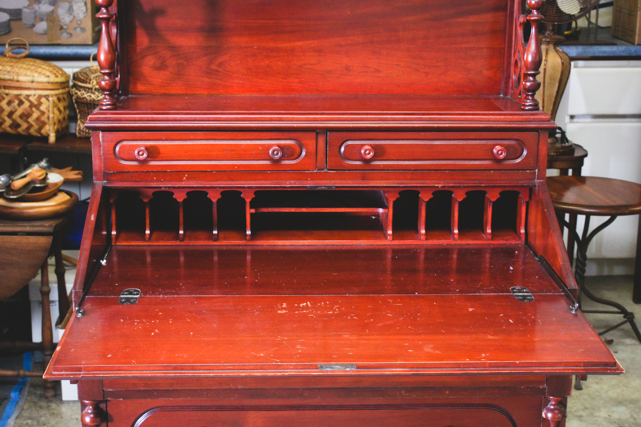 Davis Co. American Wild Cherry Wood Secretary Desk and Hutch EBTH