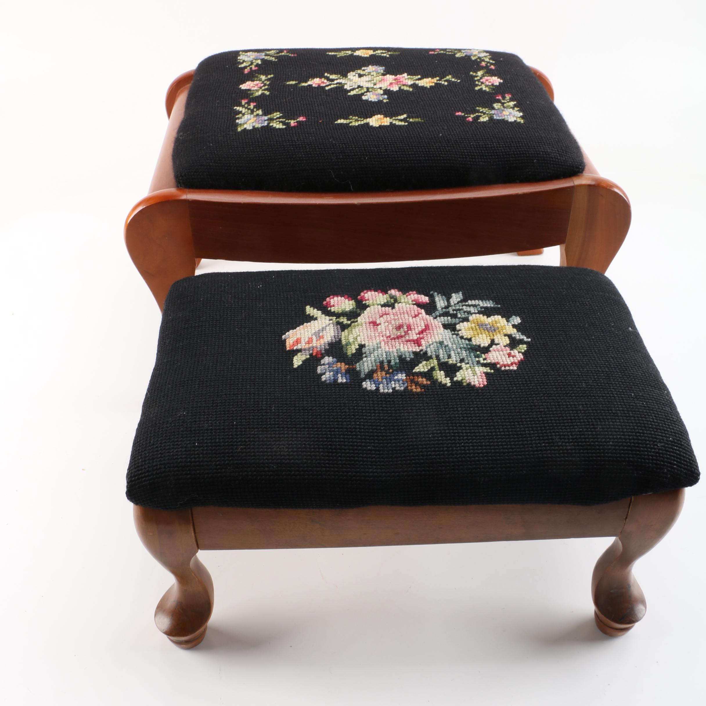 Vintage Needlepoint Footstools EBTH
