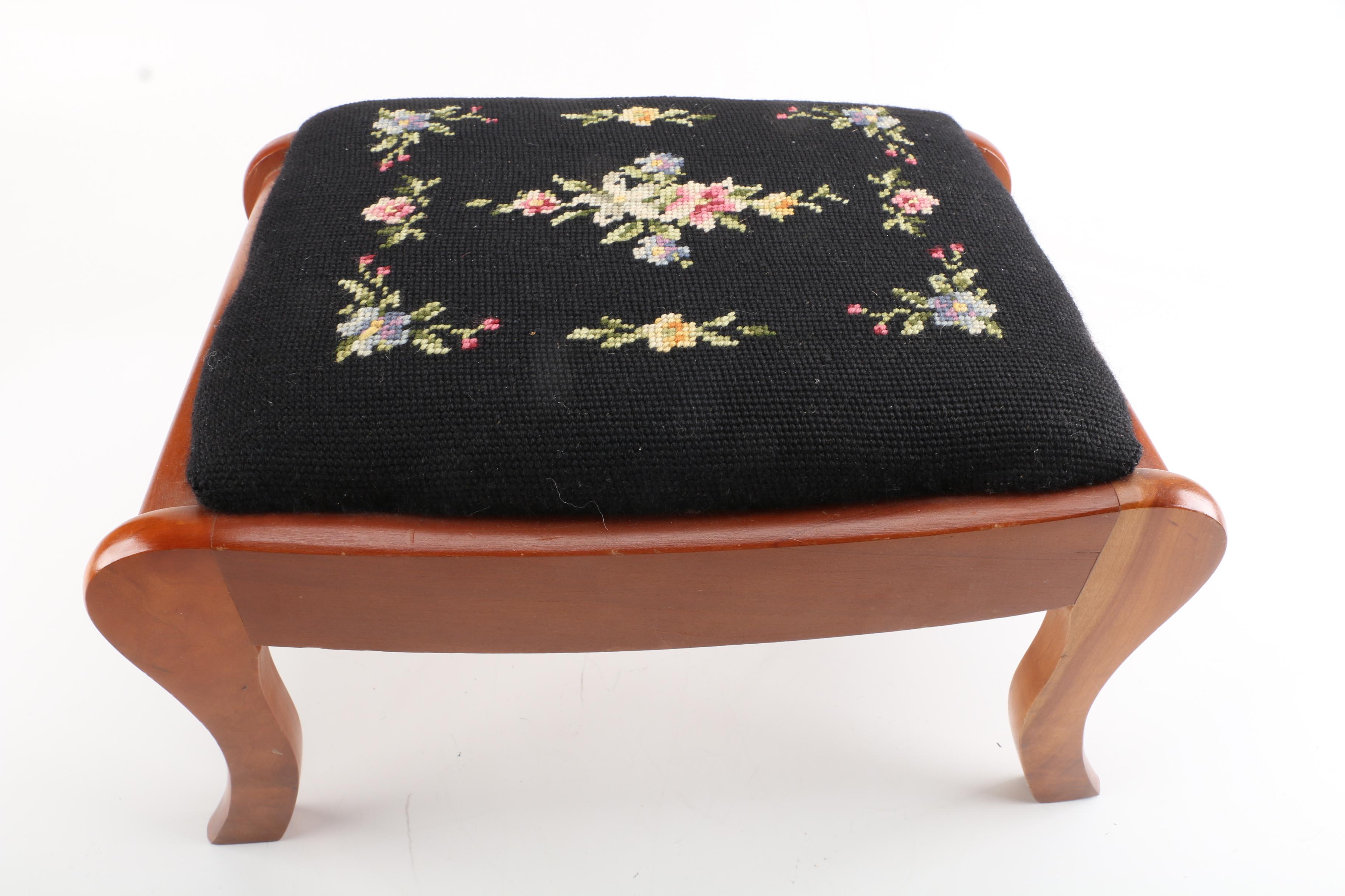 Vintage Needlepoint Footstools EBTH