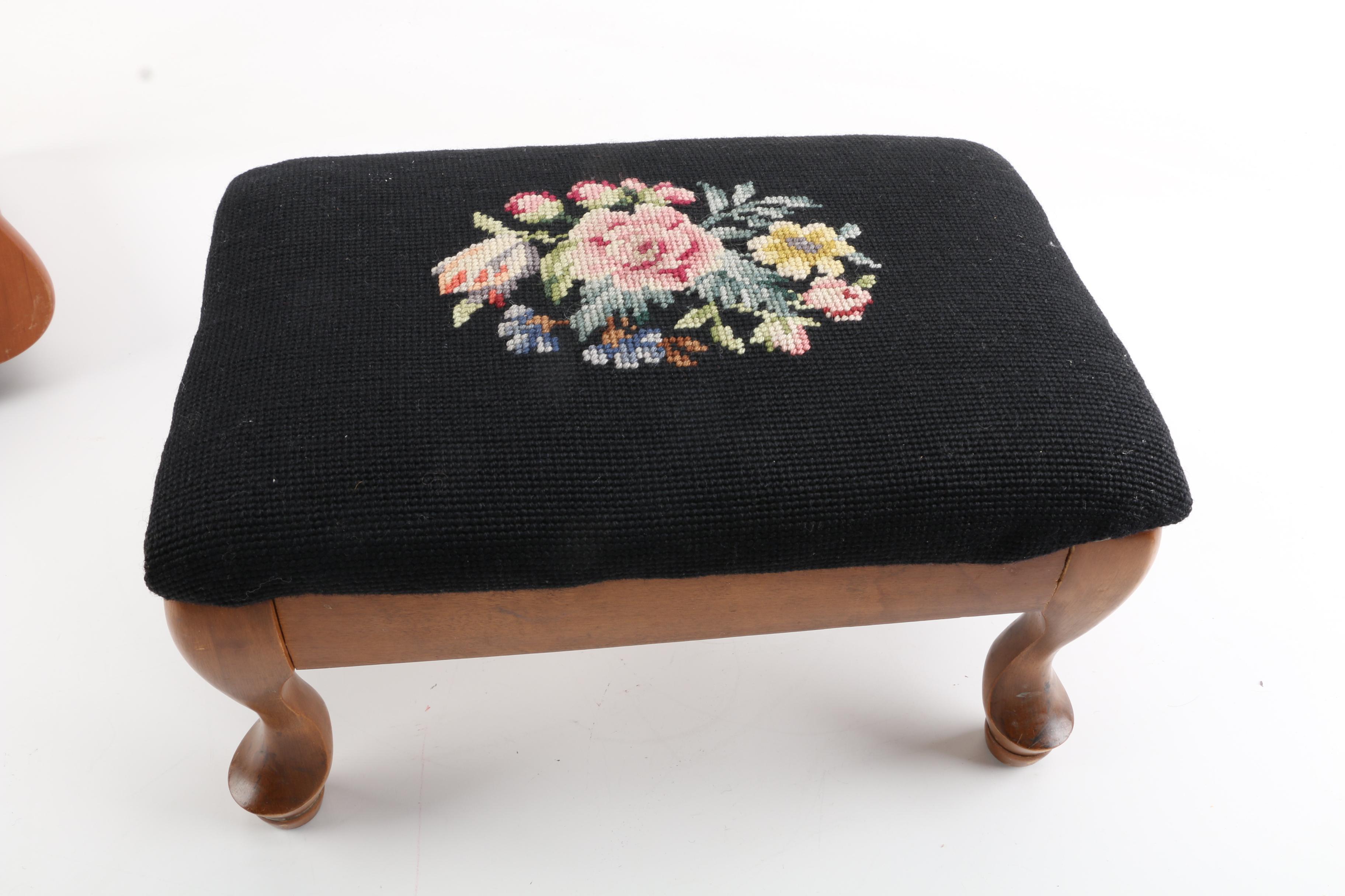 Vintage Needlepoint Footstools EBTH