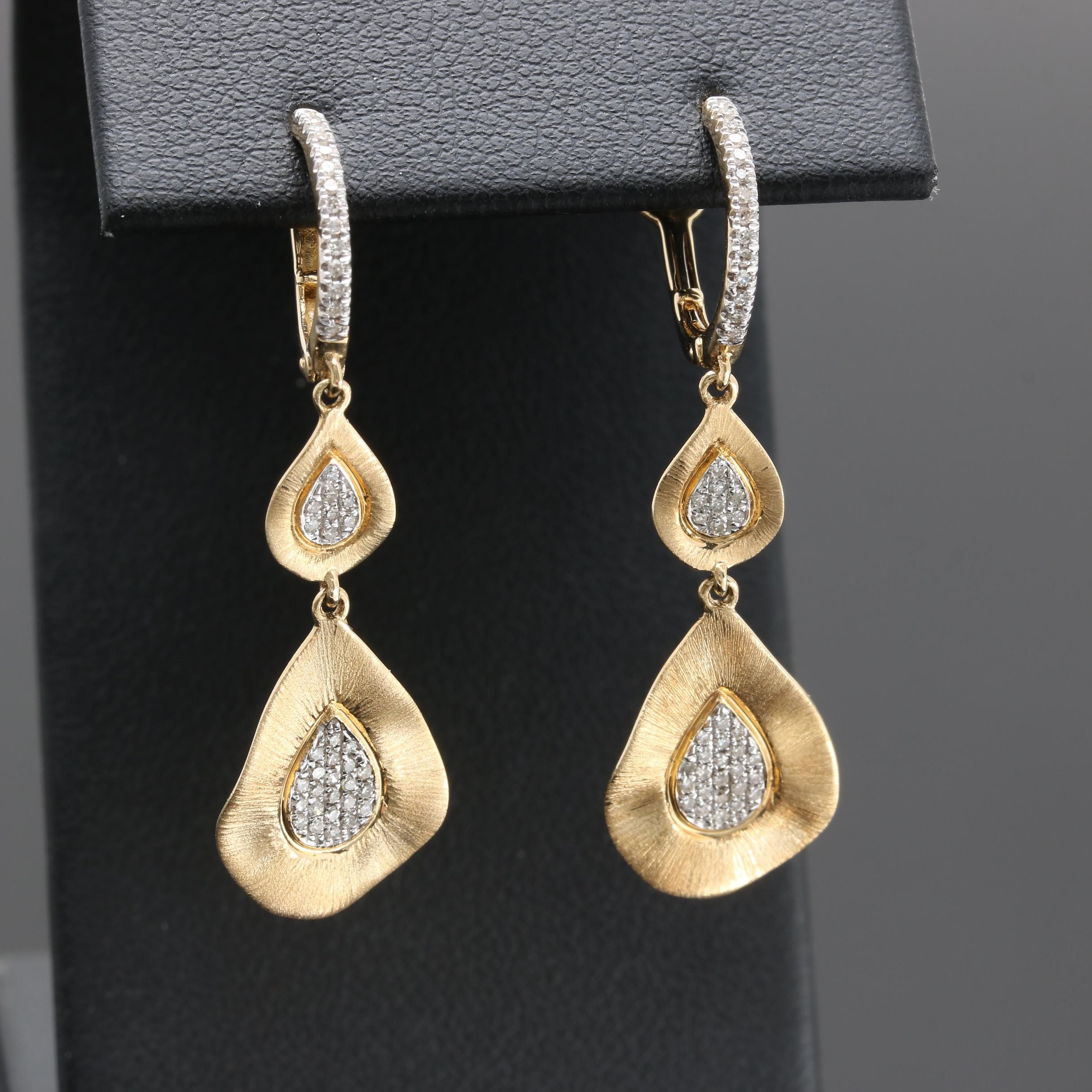 14K Yellow Gold Diamond Dangle Earrings EBTH