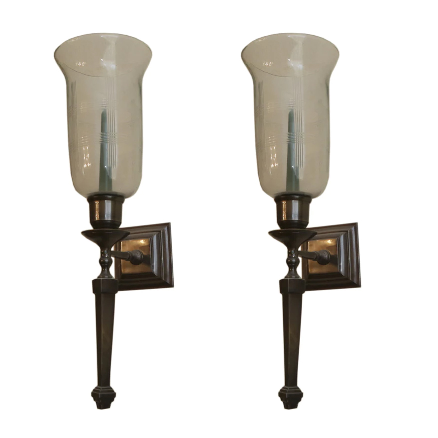 Metal Wall Sconce With a Removable Cut Glass Shade EBTH