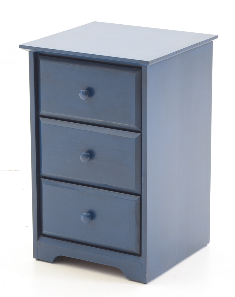 Traditional Style Blue Painted Nightstand and Queen Headboard EBTH