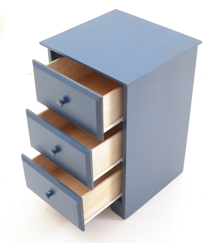 Traditional Style Blue Painted Nightstand and Queen Headboard EBTH