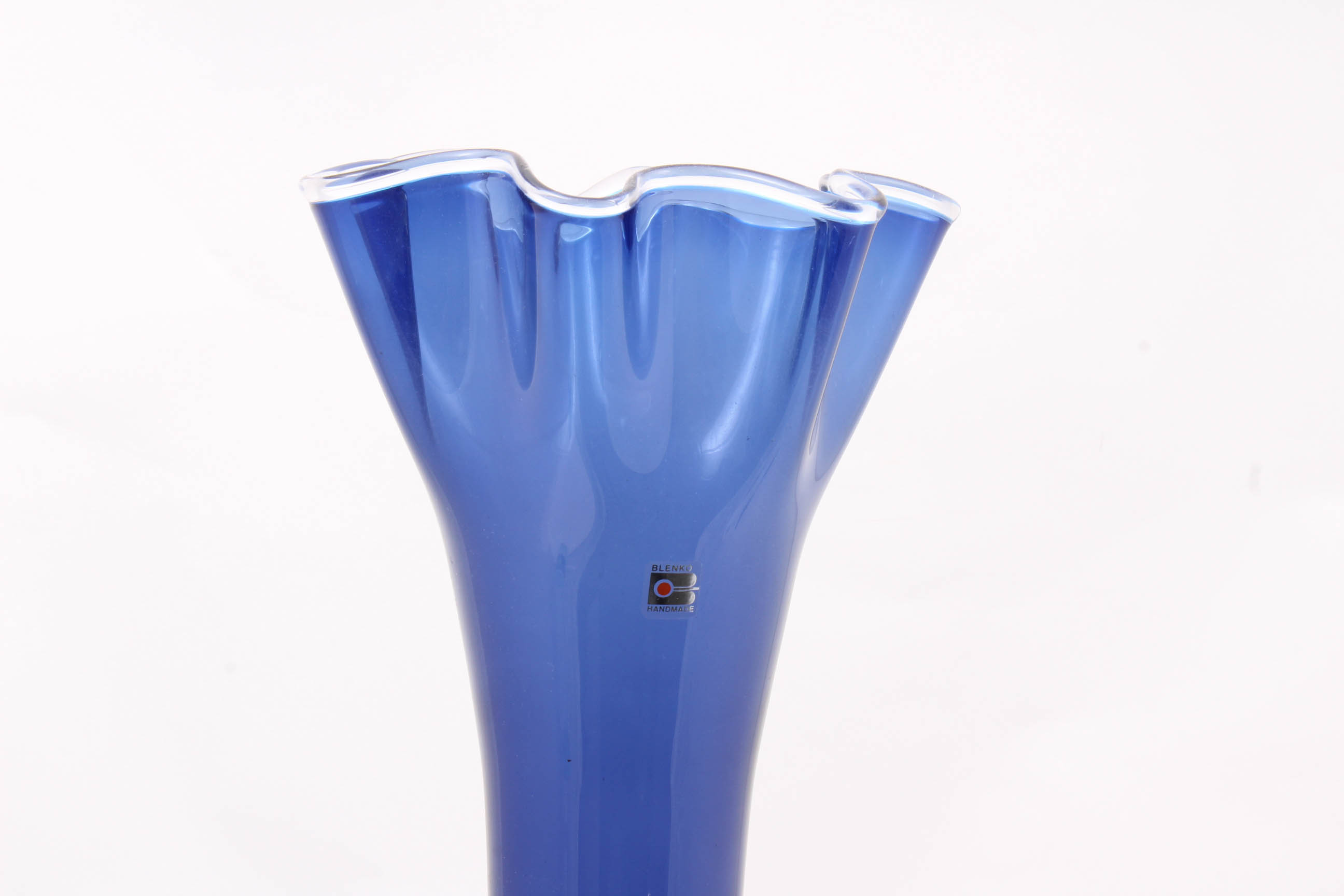 Blenko Ruffled Art Glass Floor Vase EBTH