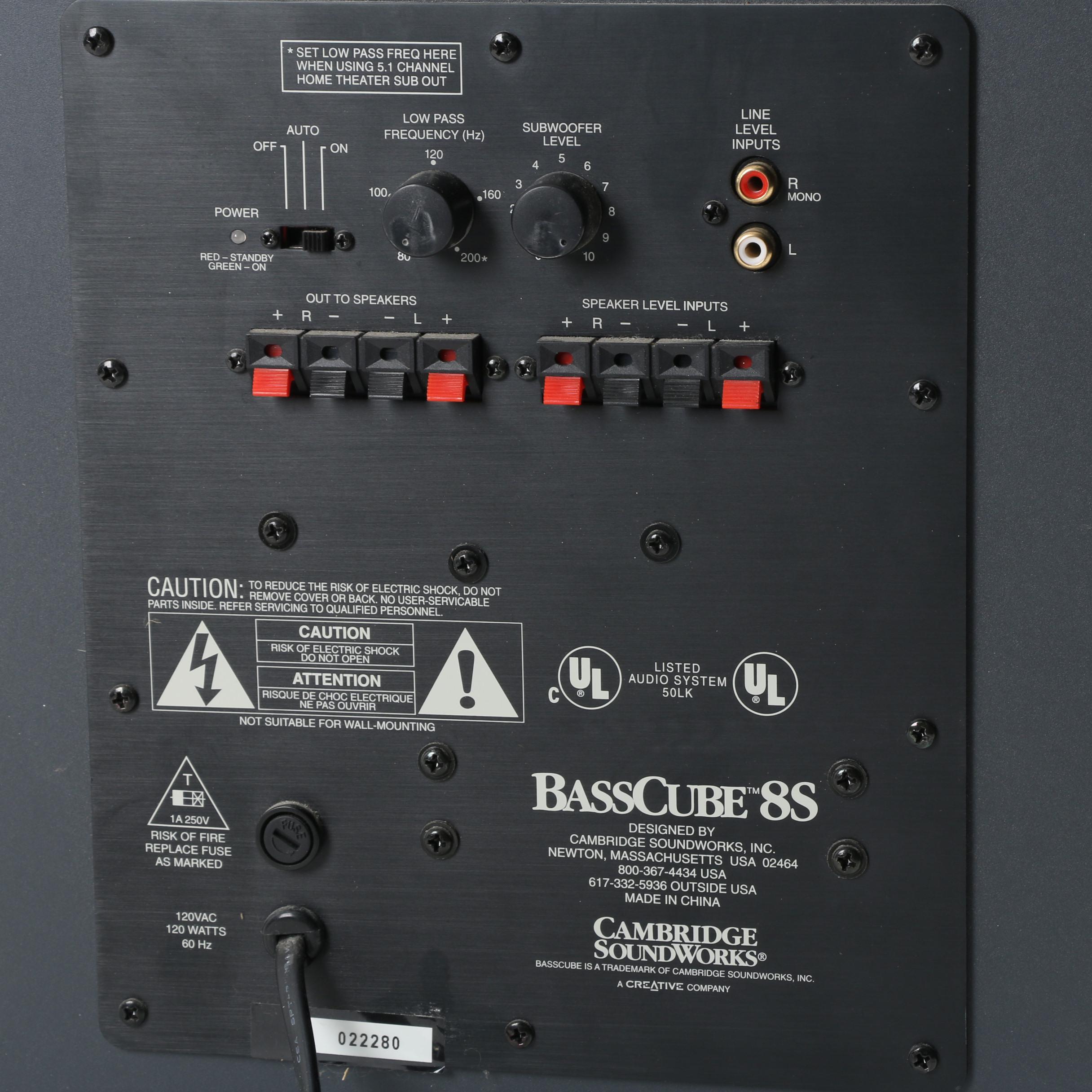 Cambridge Soundworks BassCube 8S Subwoofer and MC300 LCR Loudspeaker EBTH