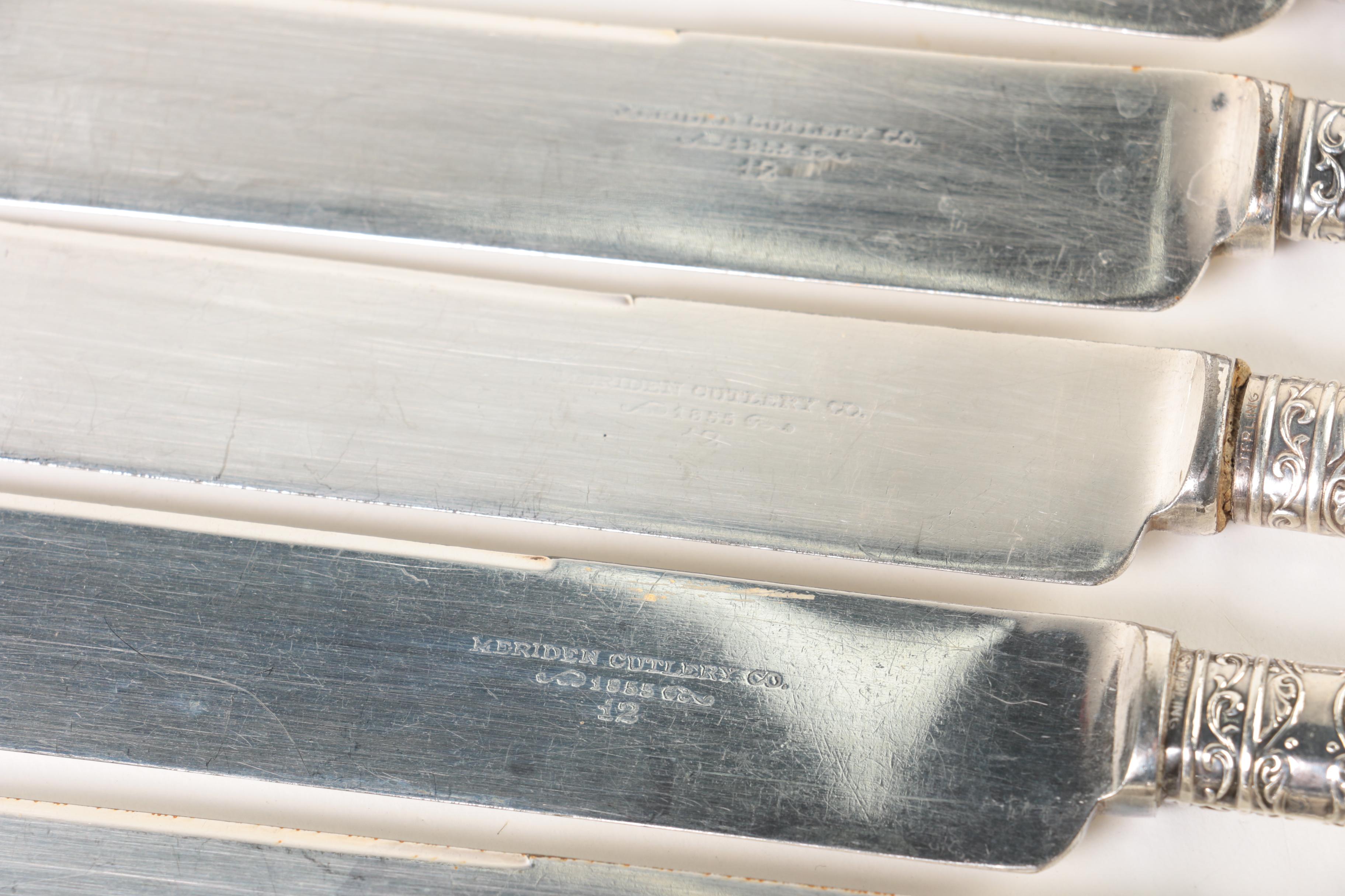 Antique Meriden Cutlery Co. Mother of Pearl and Sterling Handled